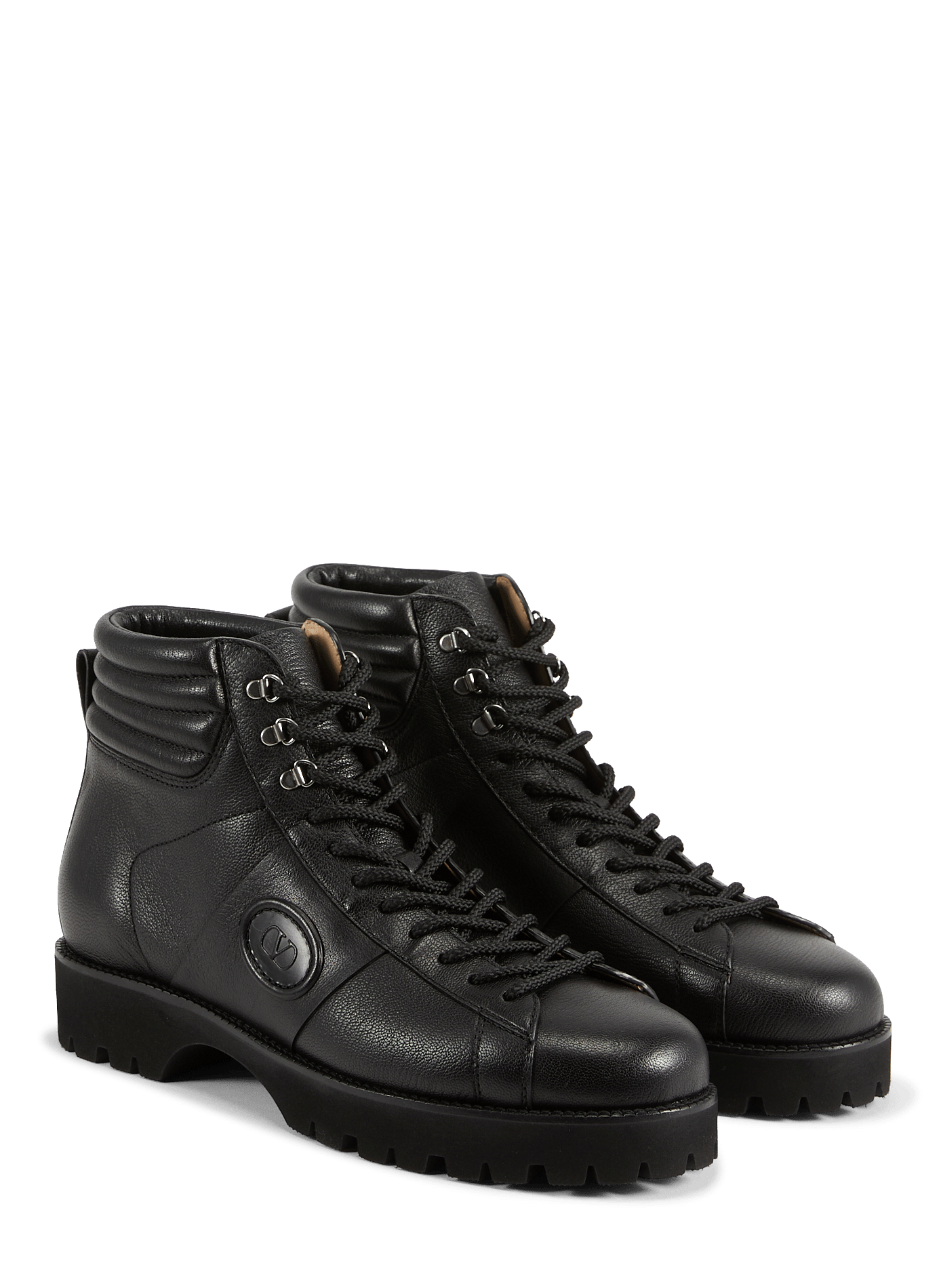 Grained leather ankle boots VALENTINO Black