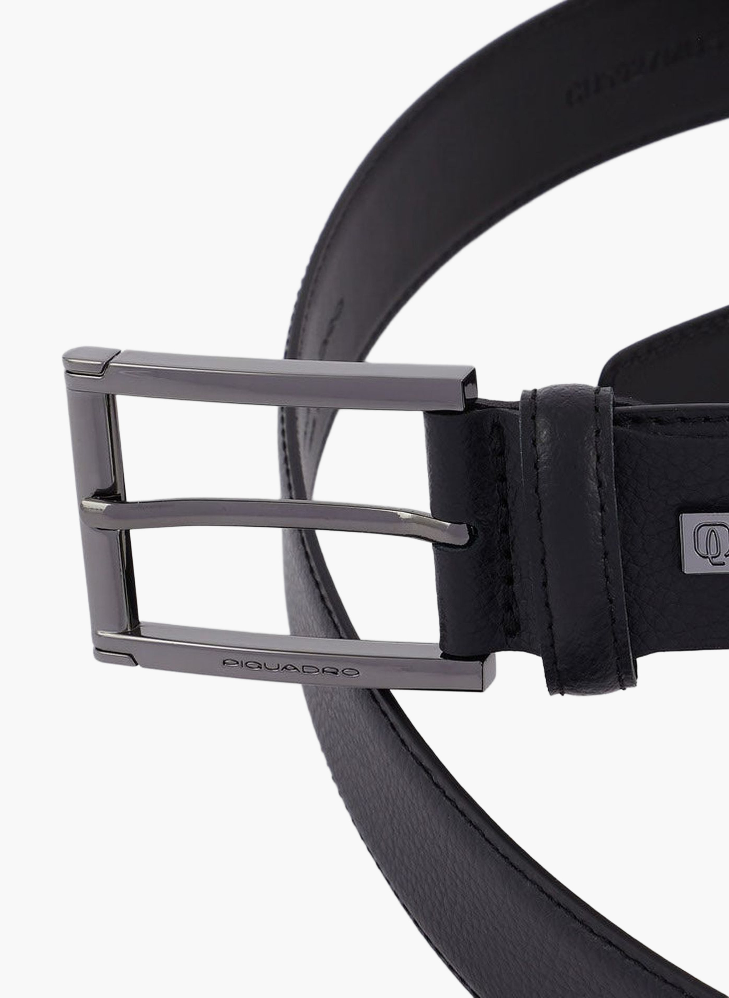 Men's italian-made leather belt with prong buckle PIQUADRO Black