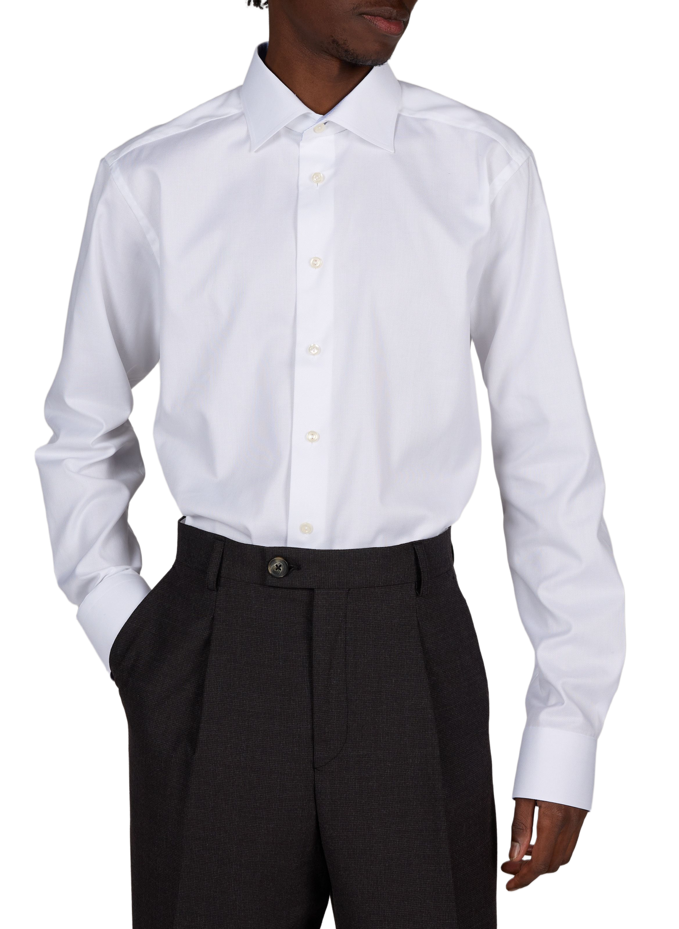 Einfarbiges Baumwollhemd ETON Weiss