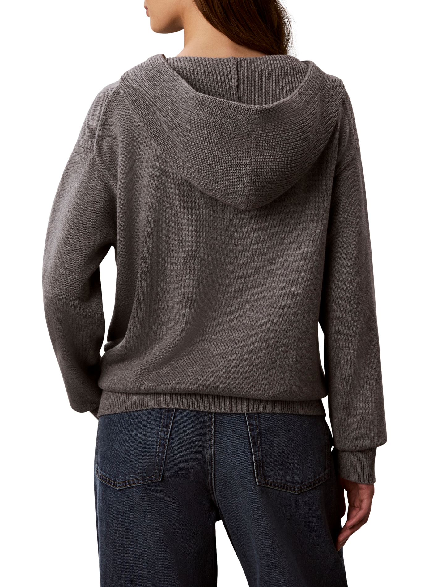Hoodie à col zippé en maille CALVIN KLEIN Grey