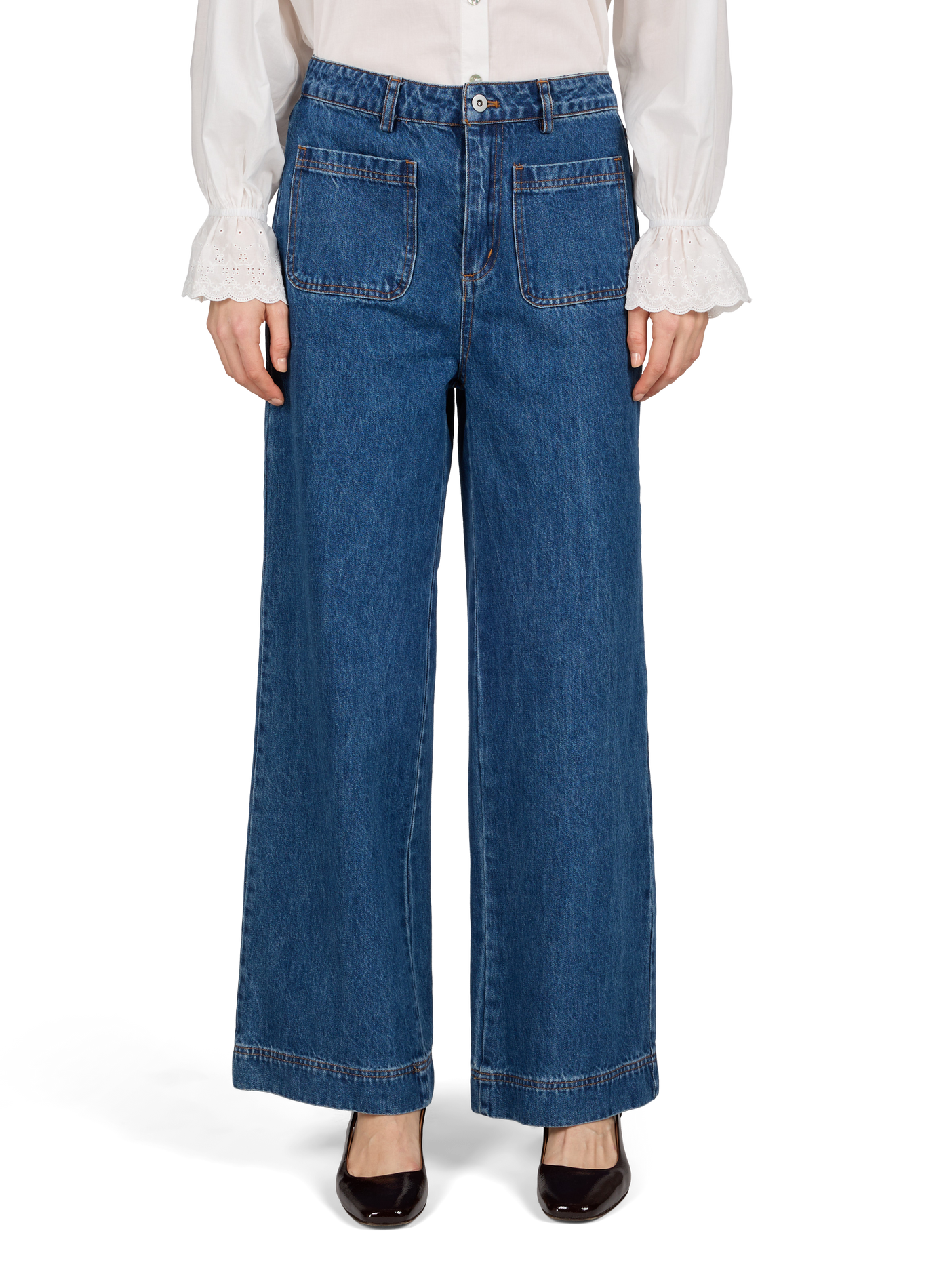 High-waisted wide-leg jeans GARANCE Blue