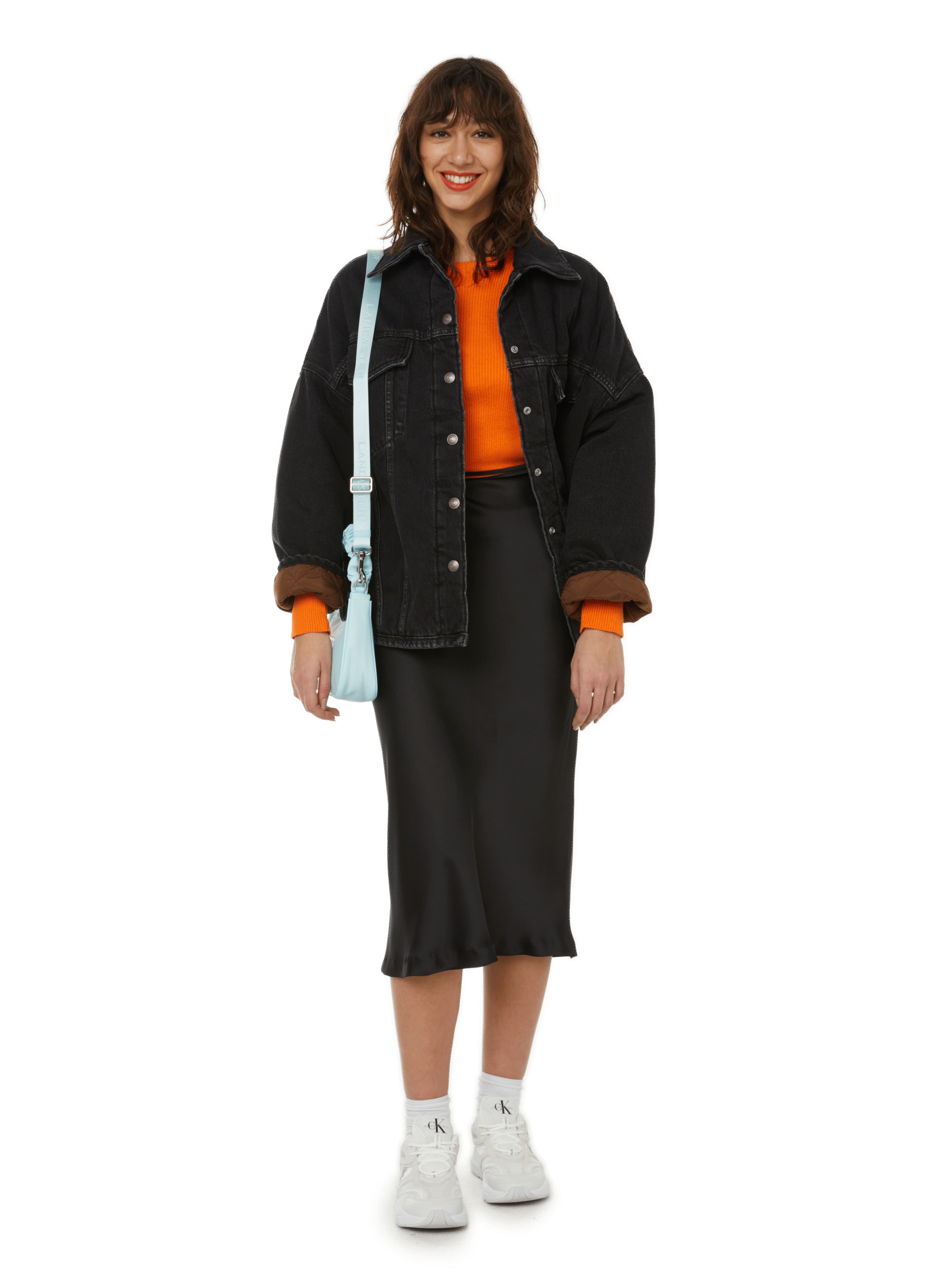 Jupe satinée en polyester recyclé mélangé SAISON 1865 Noir