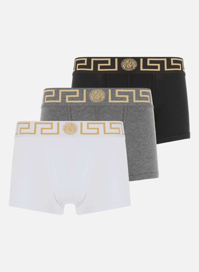 Pack of three Greca stretch cotton boxers VERSACE
