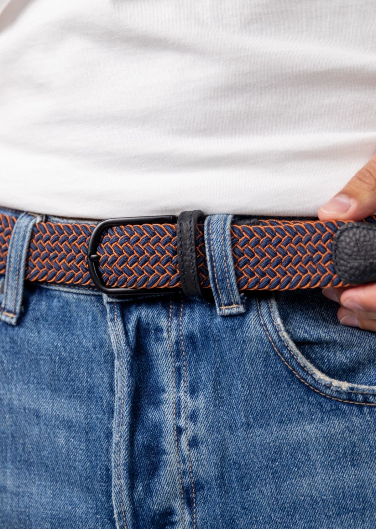 Ceinture tressée élastique multicolore BILLYBELT Bleu