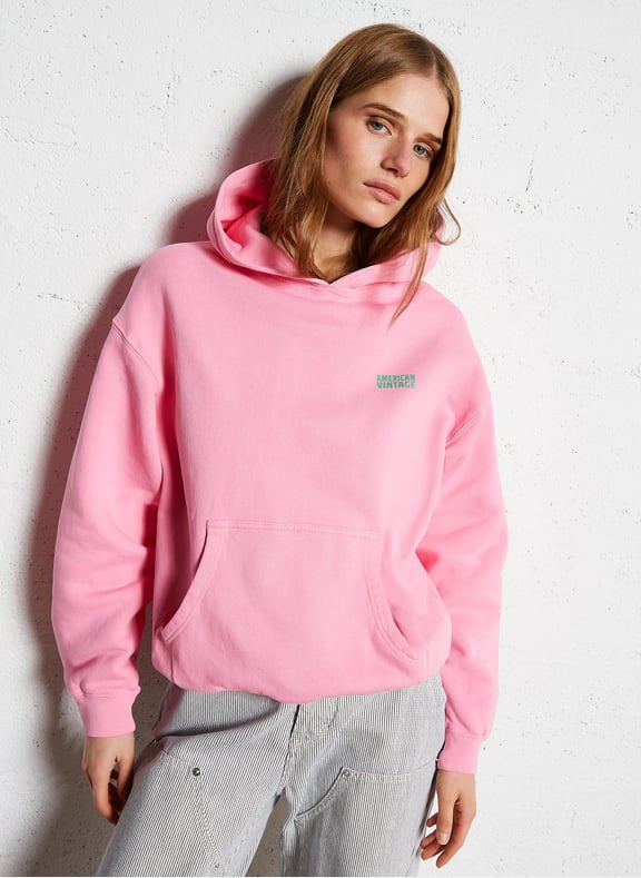 Sweat ample molletonné à capuche en coton izubird Rose by AMERICAN VINTAGE AMERICAN VINTAGE Sweat ample molletonné à capuche en coton izubird Rose
