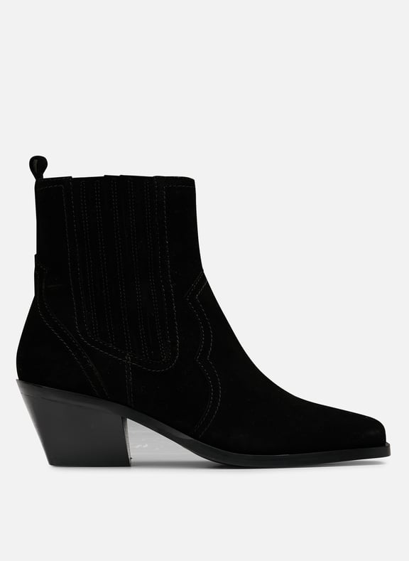 Bottines à talons en cuir velours rachel Noir by MAISON 123 MAISON 123 Bottines à talons en cuir velours rachel Noir