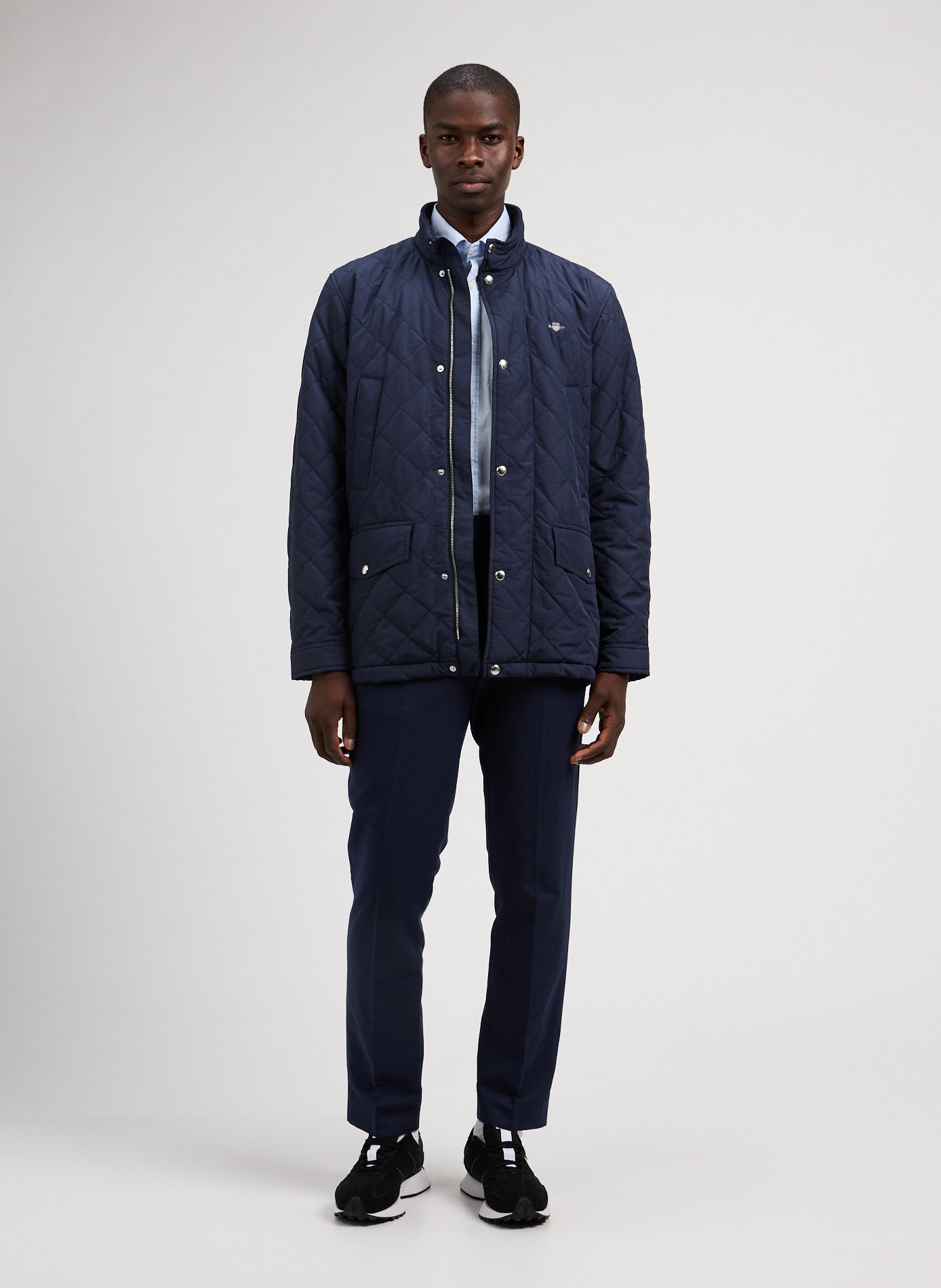 Quilted straight jacket Blue