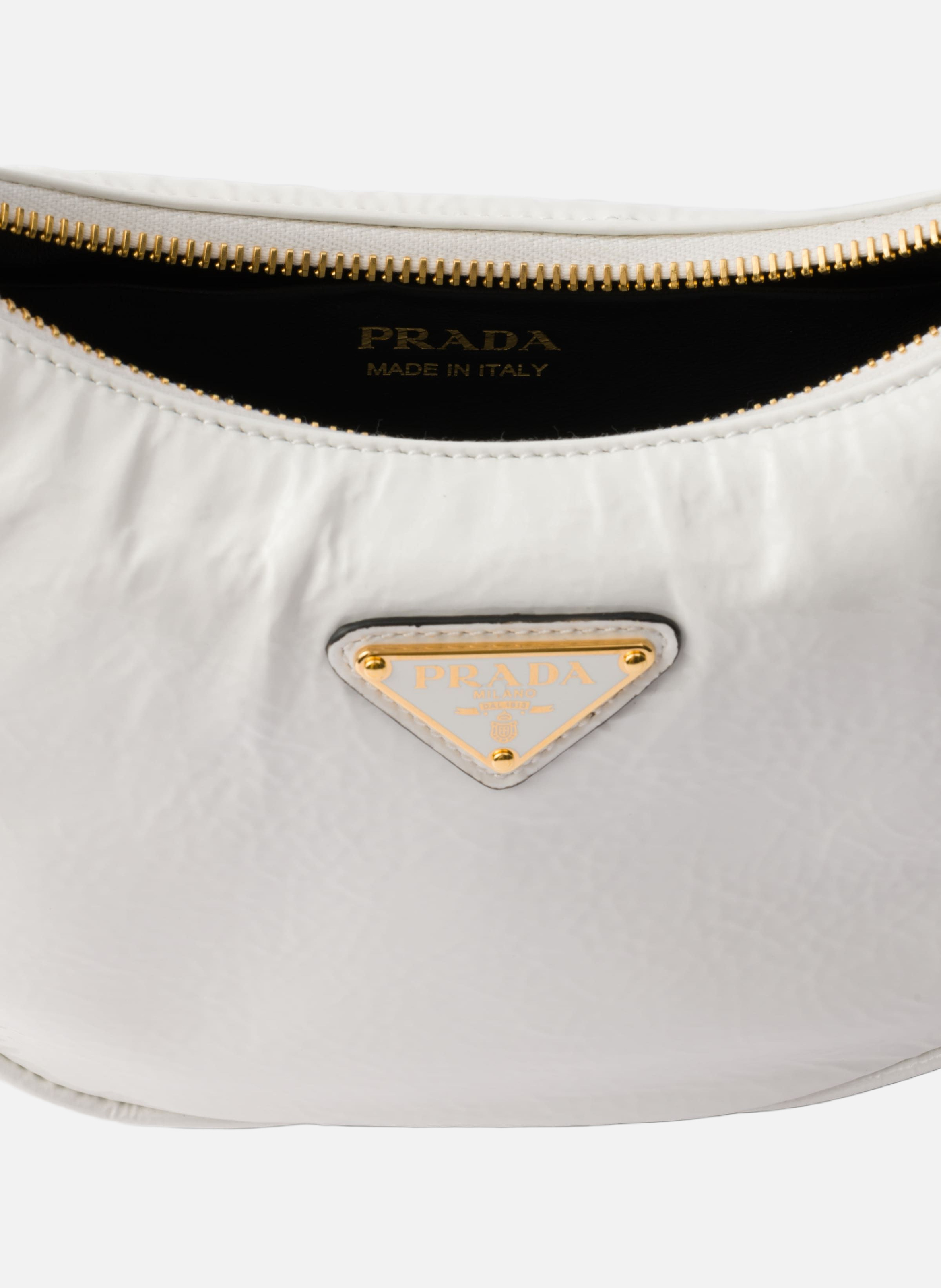 Sac porté épaule prada arqué en cuir verni naplak PRADA Blanc
