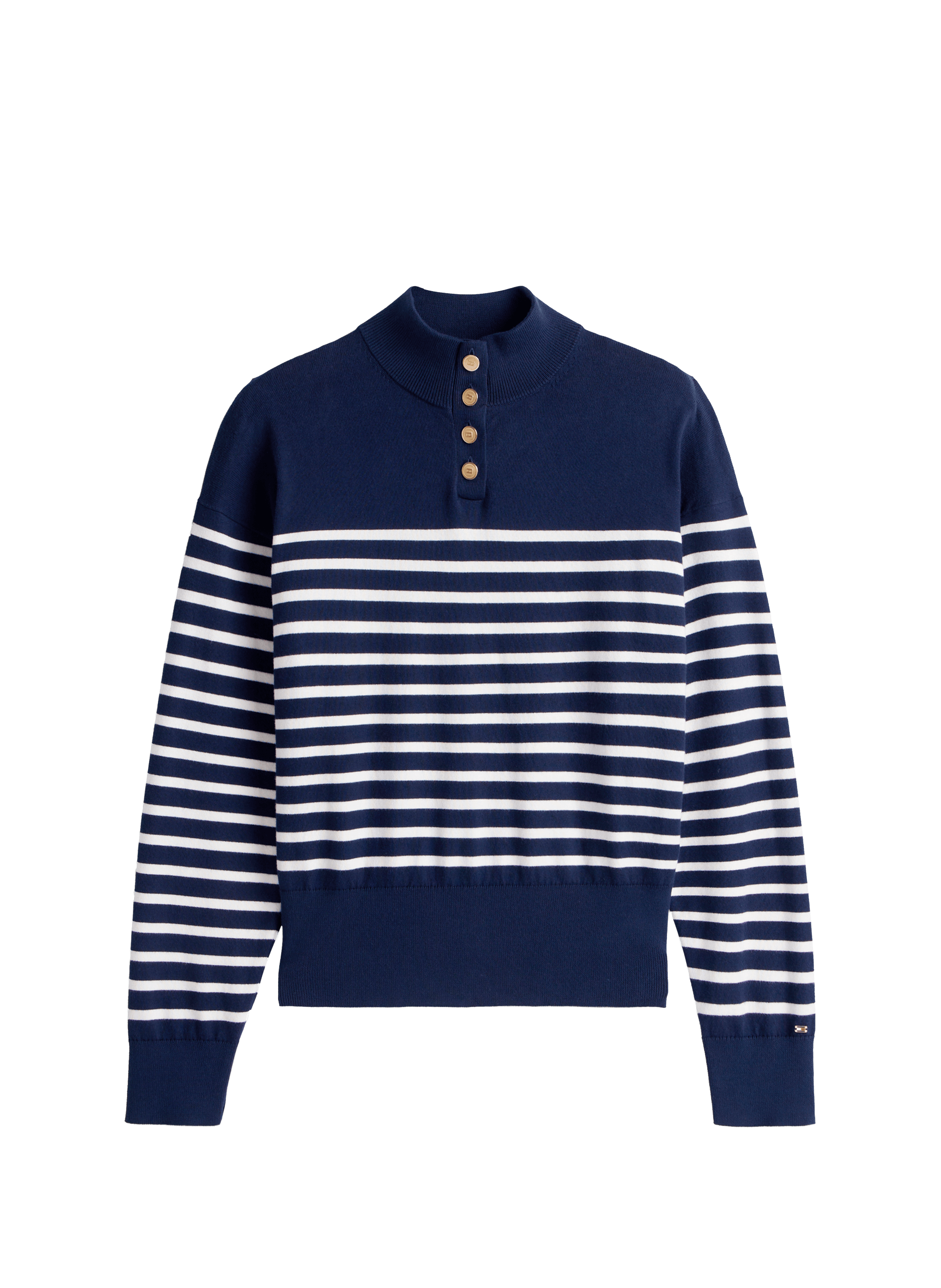 Pull rayé à col cheminée et boutons doré TOMMY HILFIGER Multicolore