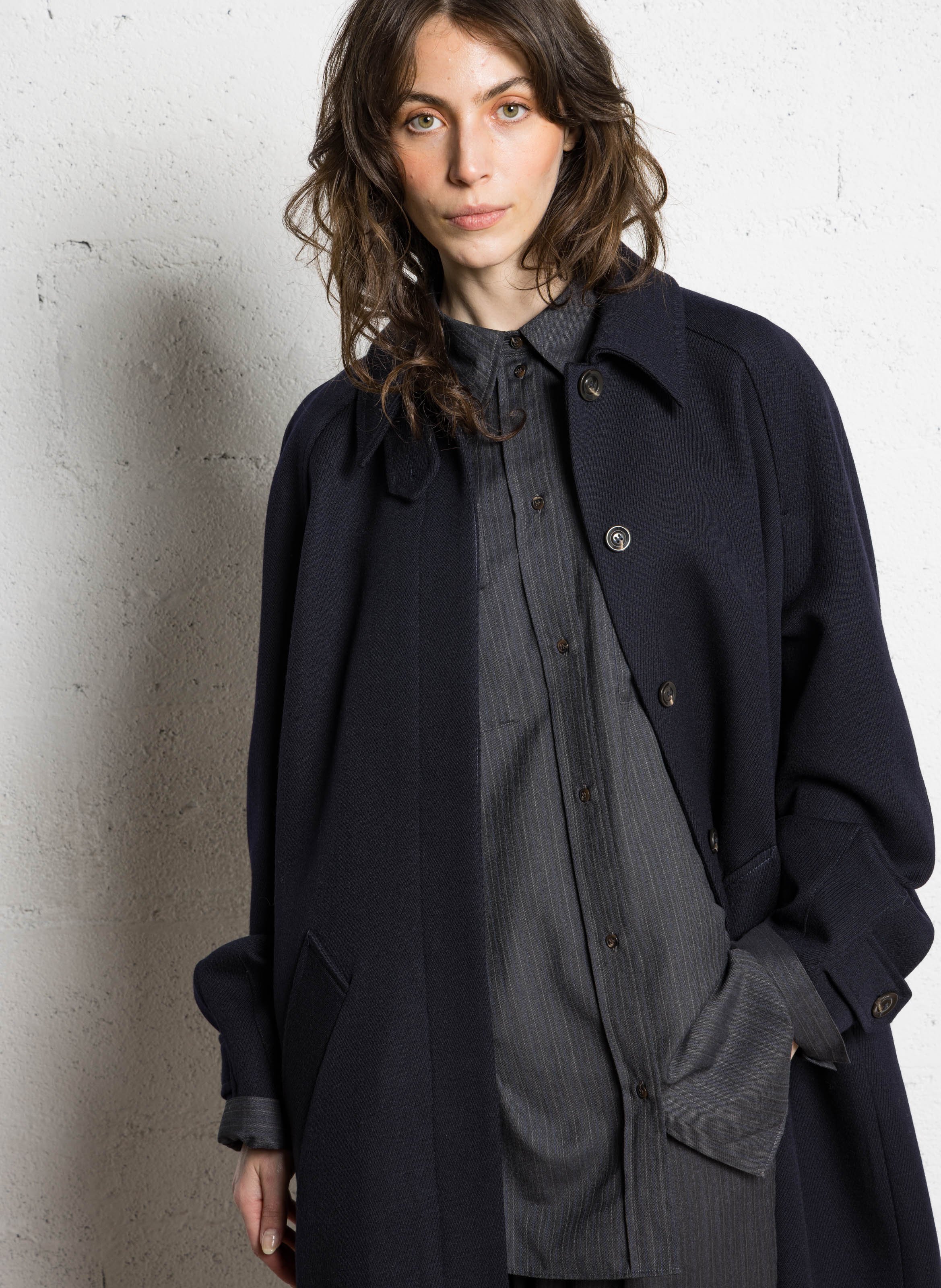 Manteau oversize col classique en laine franklin SOEUR Bleu