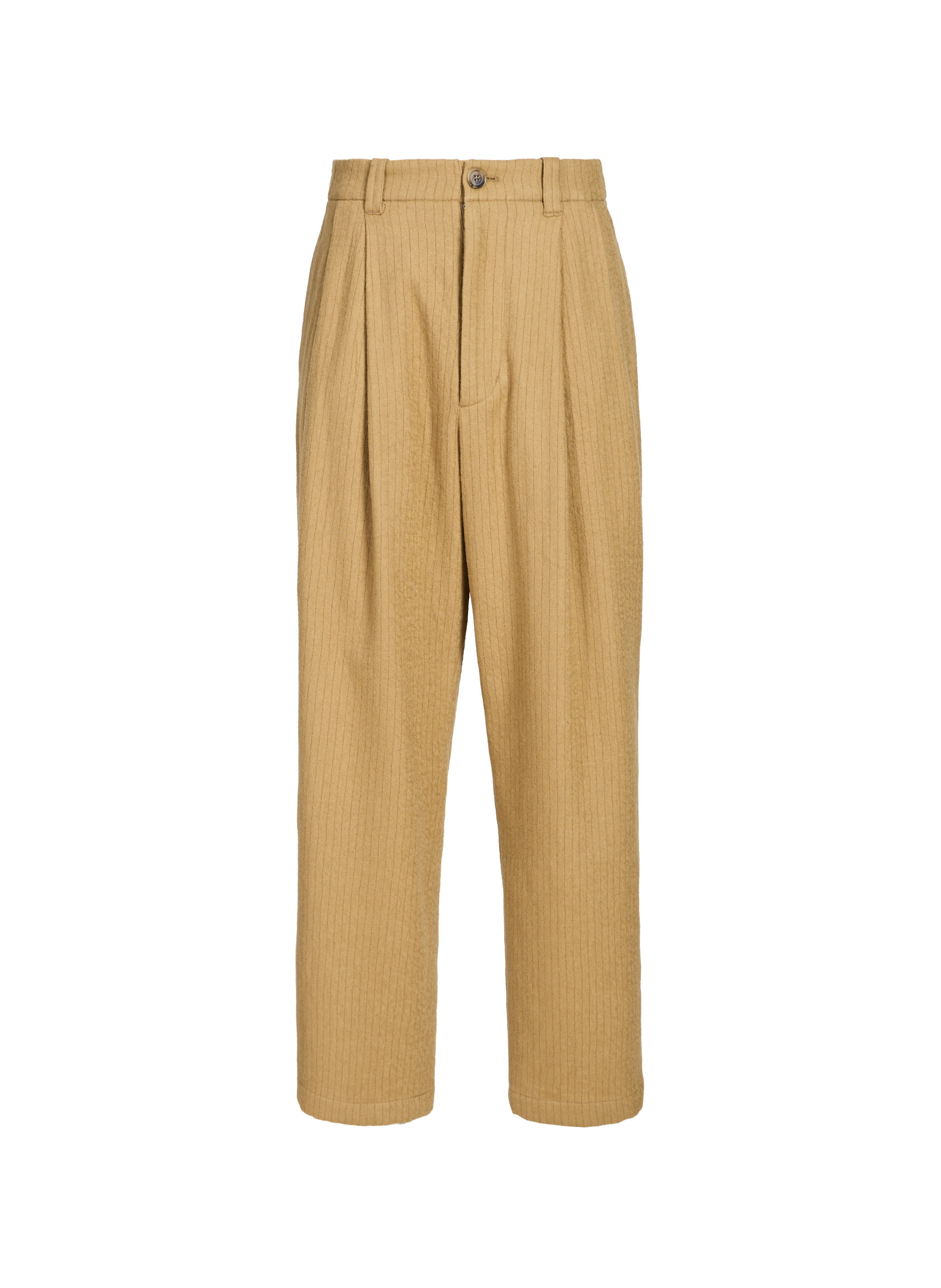 Wide-leg striped cotton and wool trousers MERELY MADE Brown