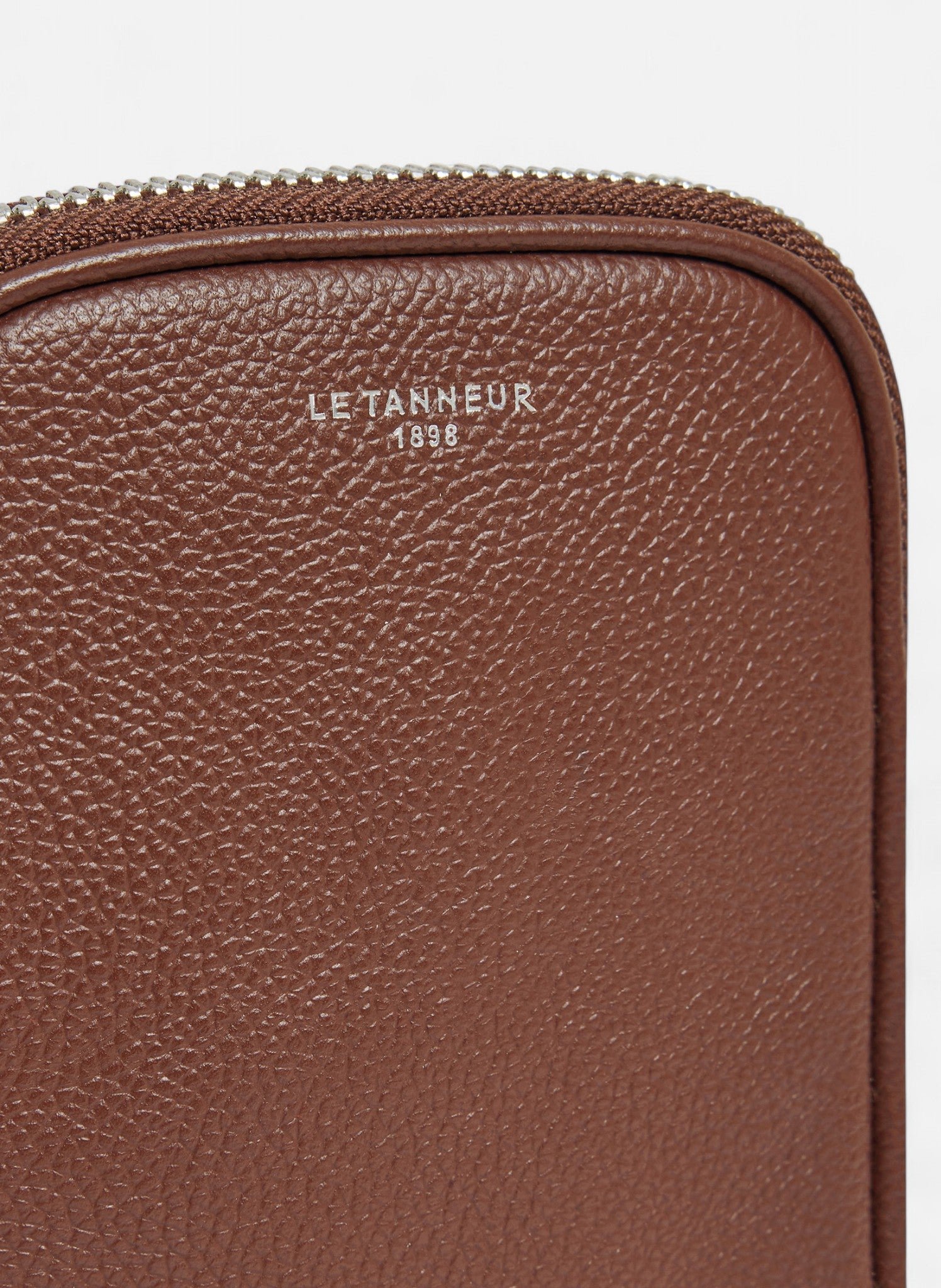 Etui téléphone en cuir grainé LE TANNEUR Marron