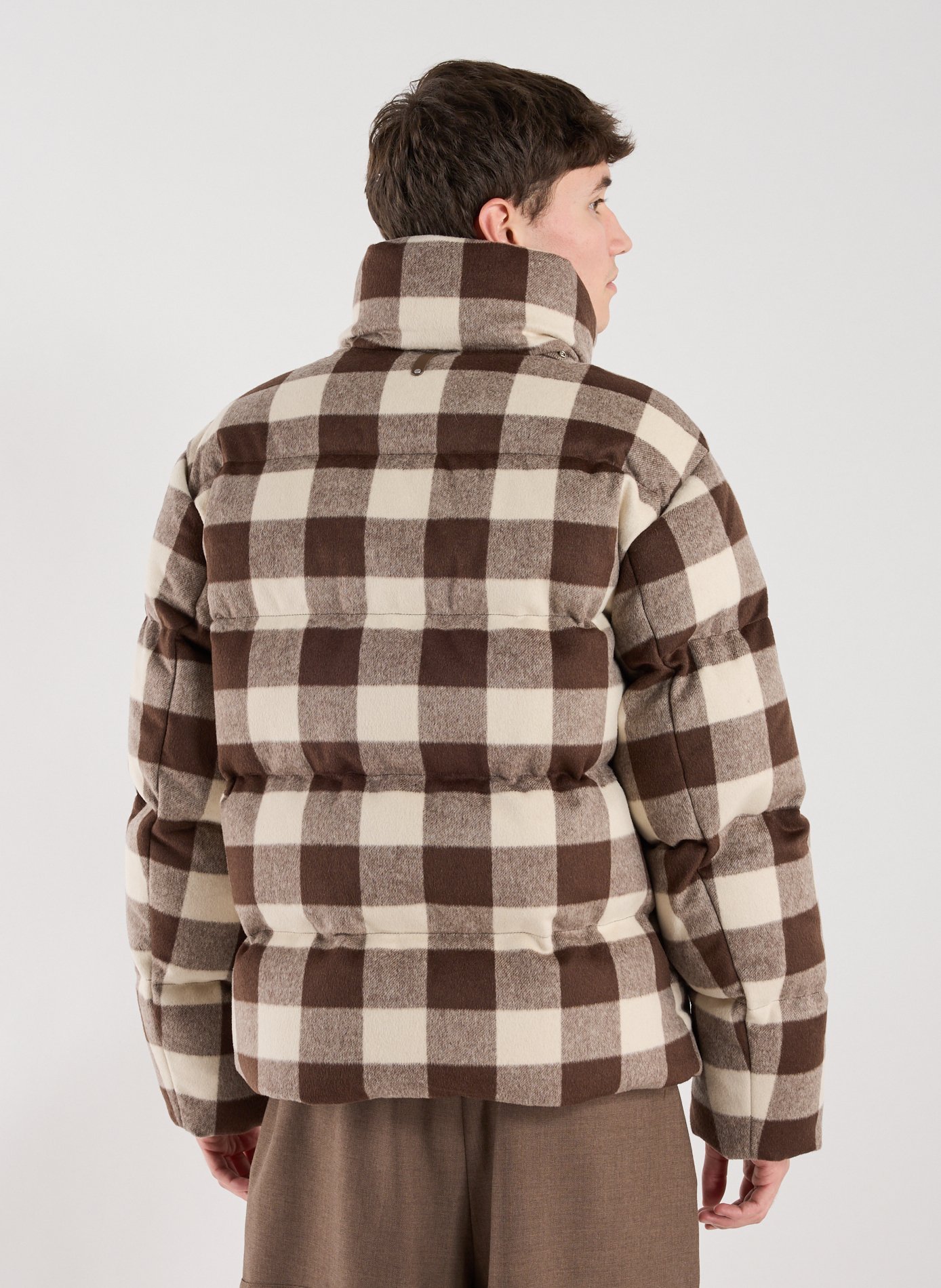 Doudoune à carreaux à capuche ajustable MACKAGE Marron