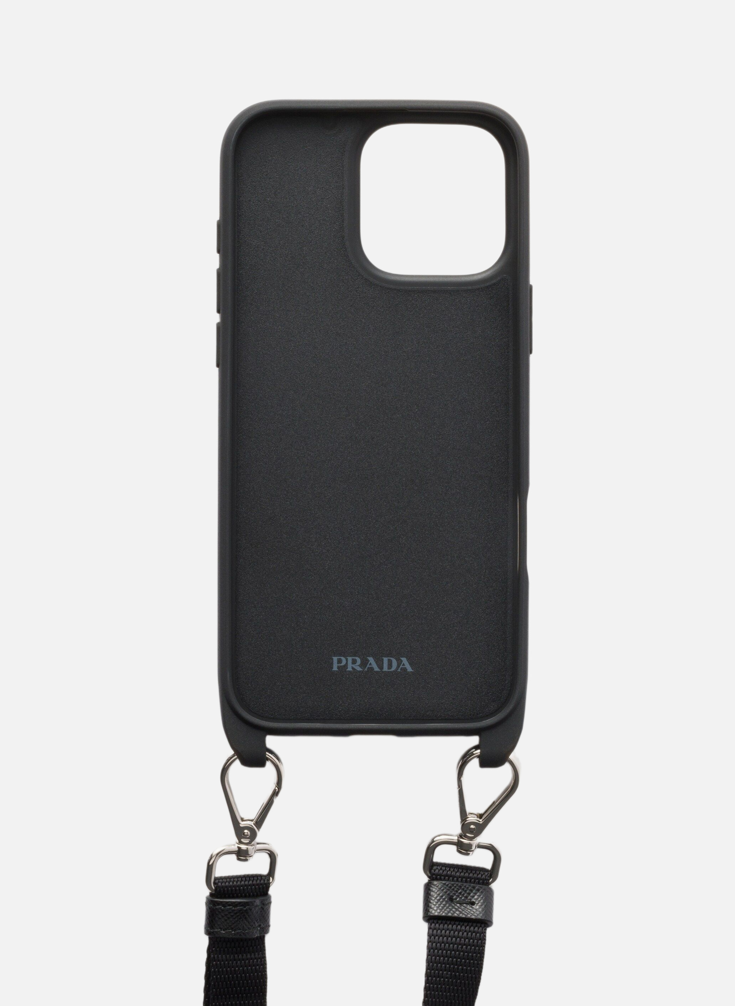 Coque pour iphone 16 pro max en cuir saffiano PRADA Vert