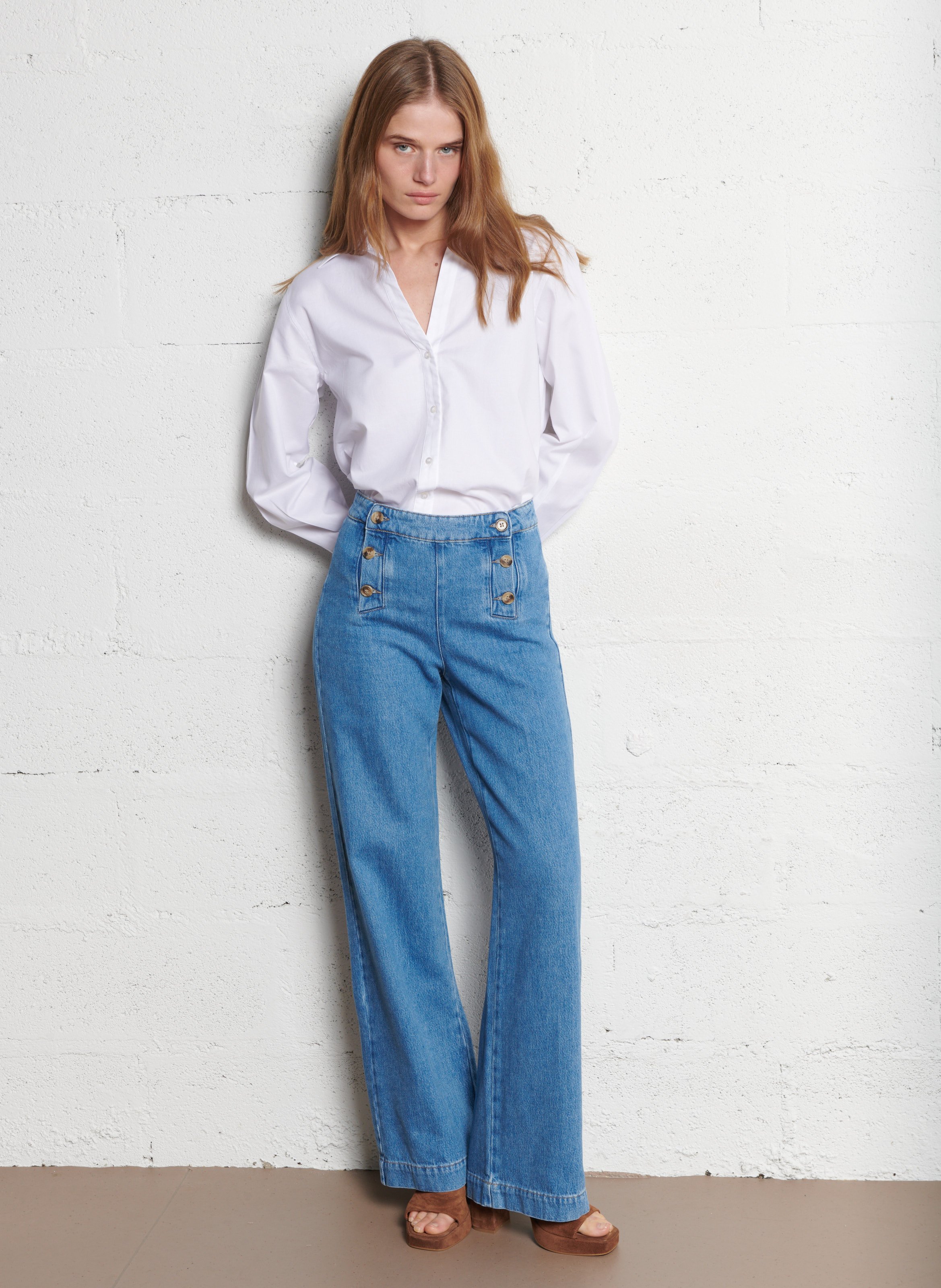 Chemise col classique ample en coton mandie MAISON 123 Blanc