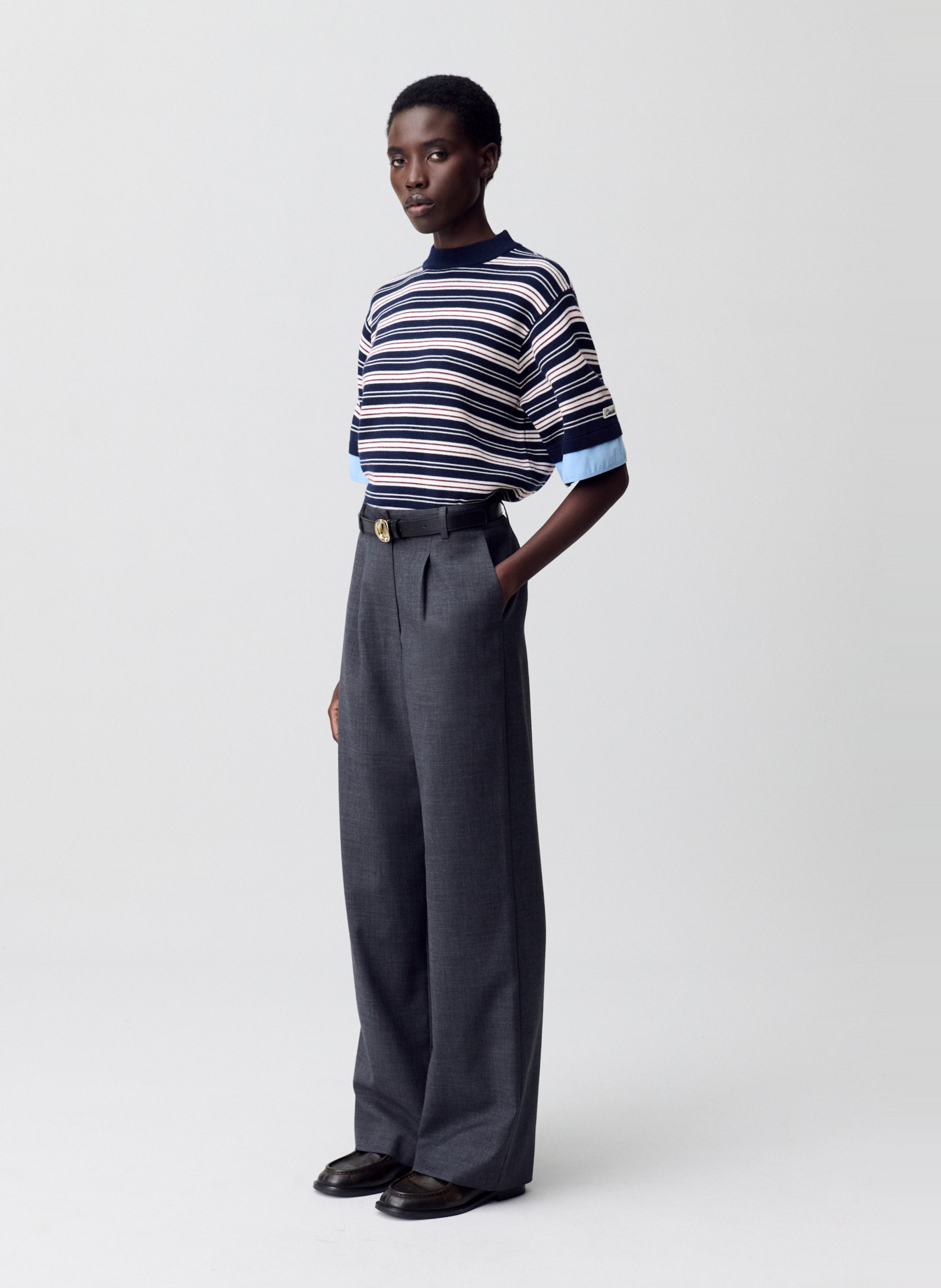 Pantalon taille haute uni pamella CLAUDIE PIERLOT Gris