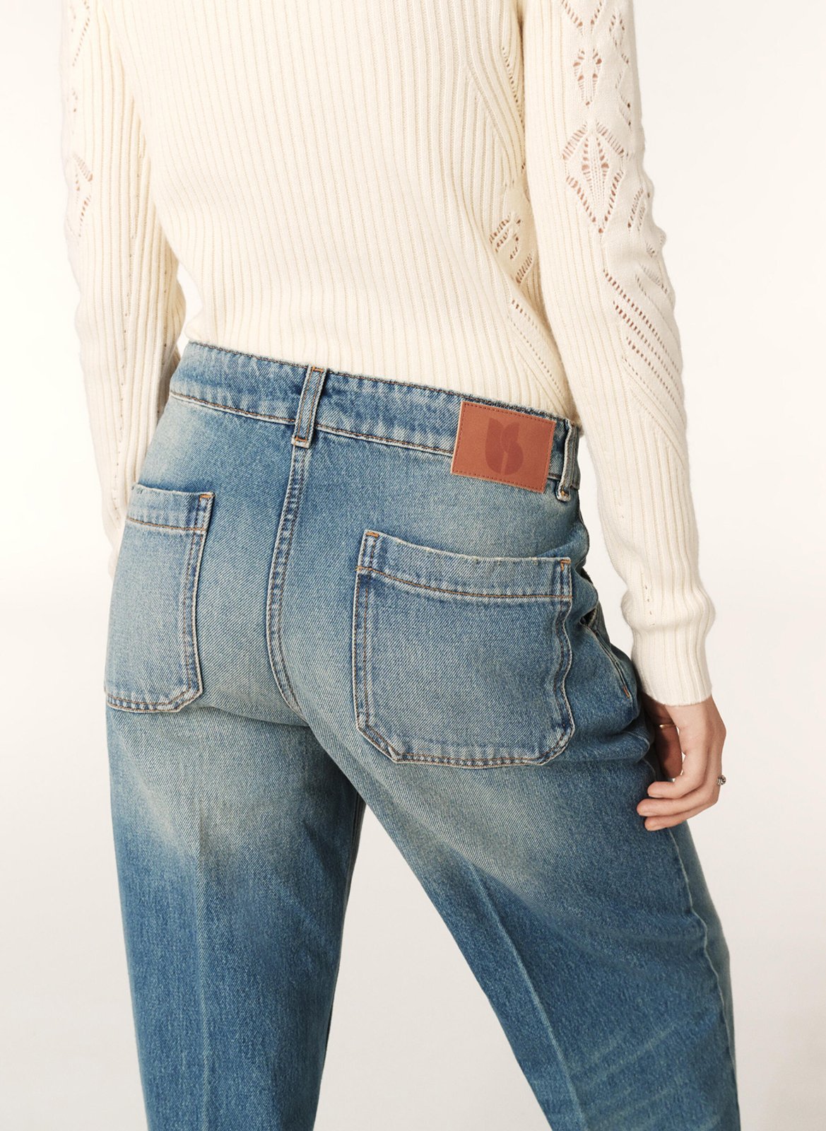 Jean large délavé en coton vecchi BA&SH Bleu