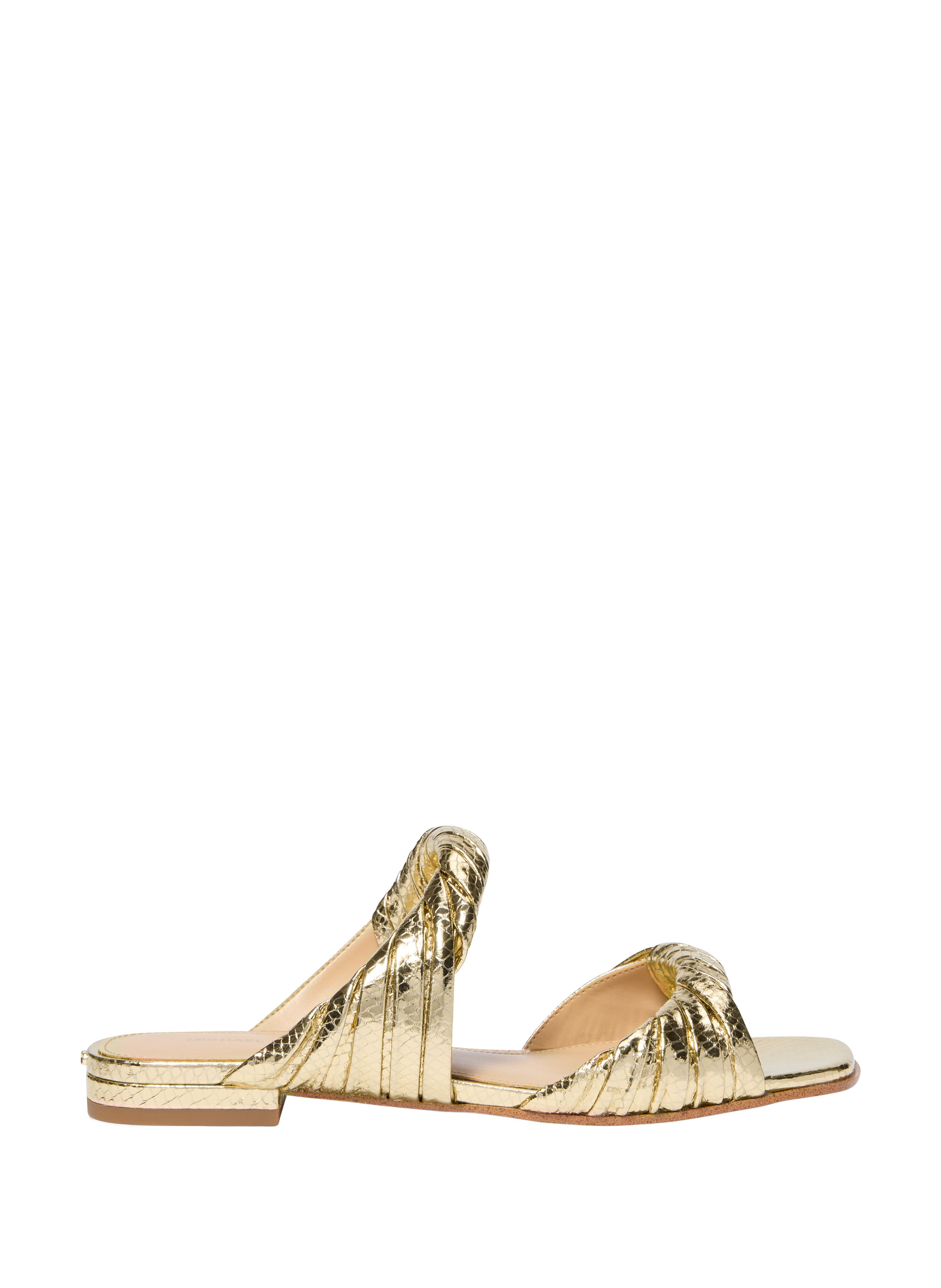 Sandale en cuir métallisé et gaufré à motif de serpent MICHAEL KORS Doré