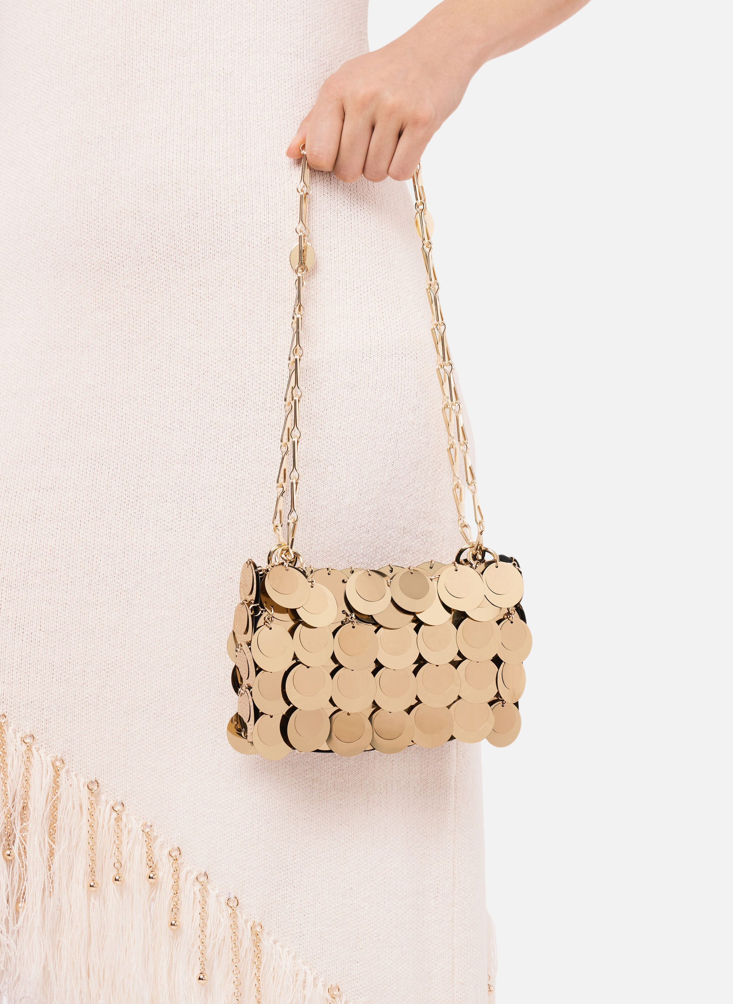 Sac nano à pastilles sparkle RABANNE Doré