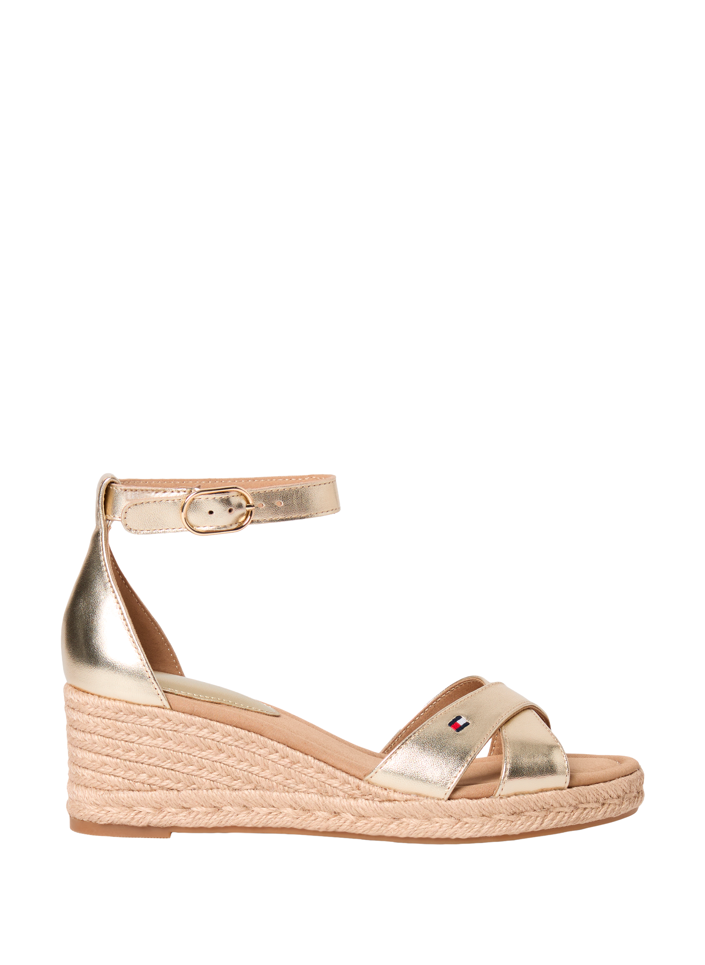 Espadrilles compensées en cuir métallisé TOMMY HILFIGER Doré