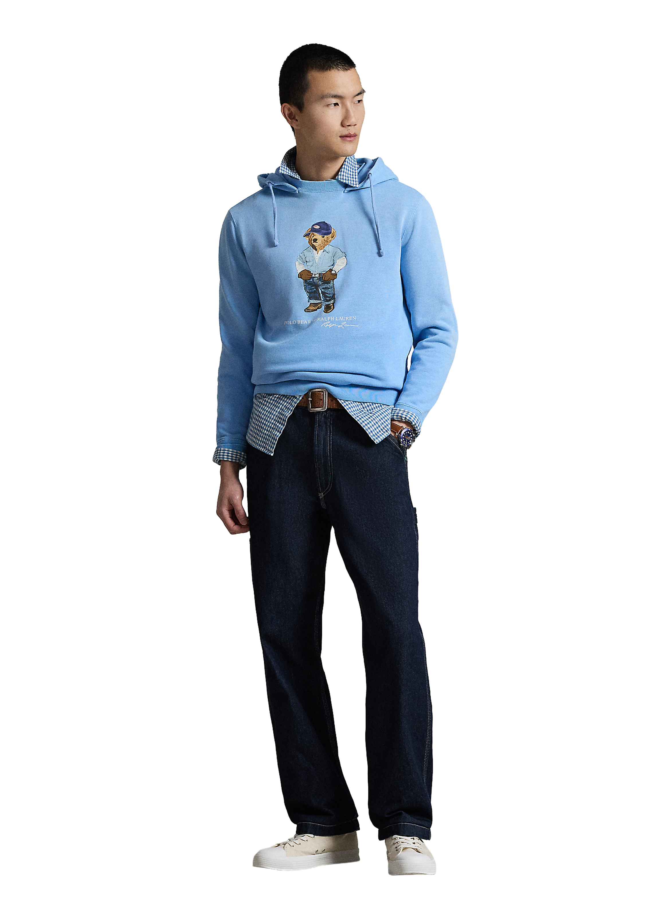 Printed hooded sweatshirt in blended cotton POLO RALPH LAUREN Blue