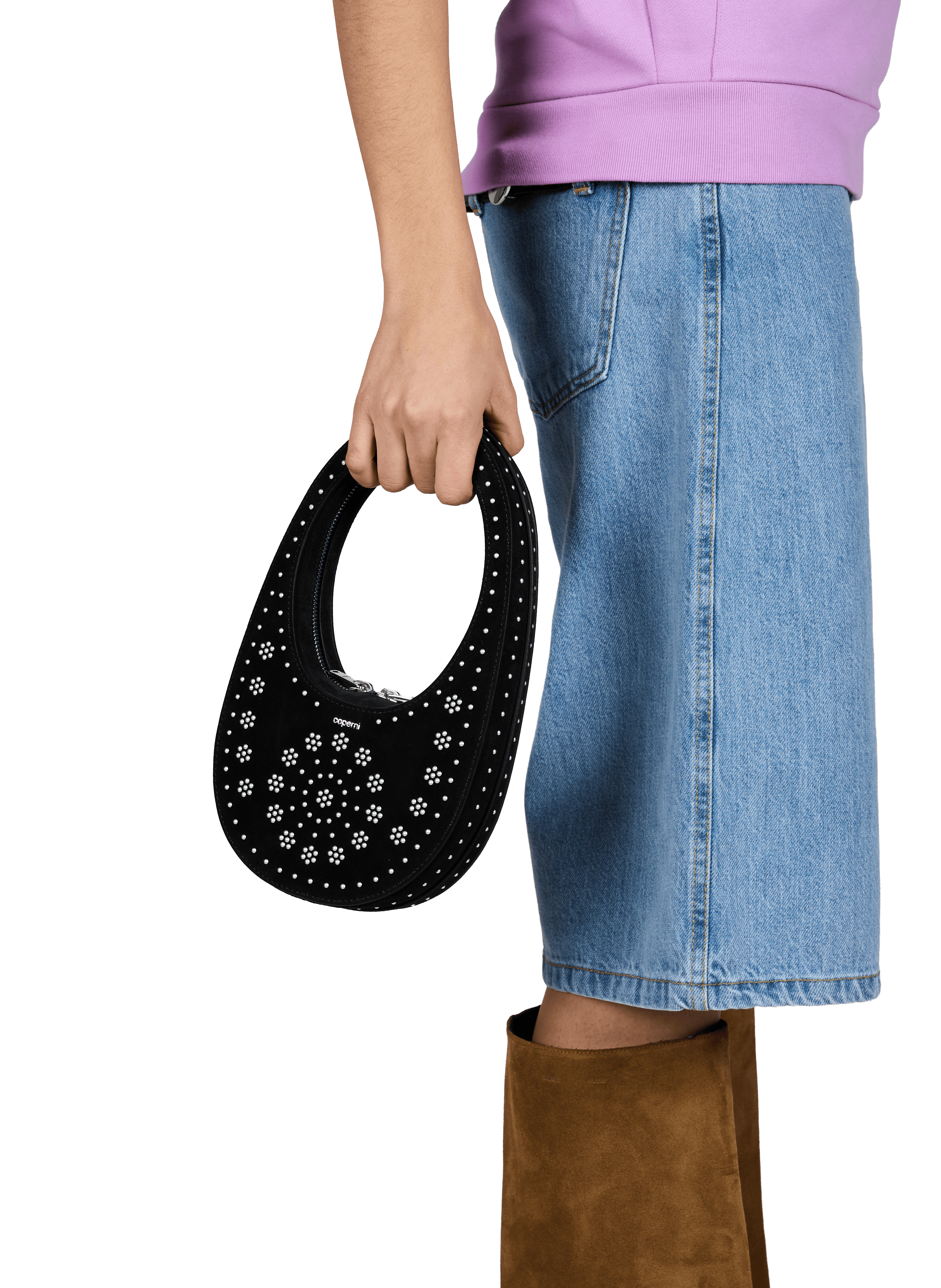 Sac à main rigide Swipe en cuir COPERNI Noir