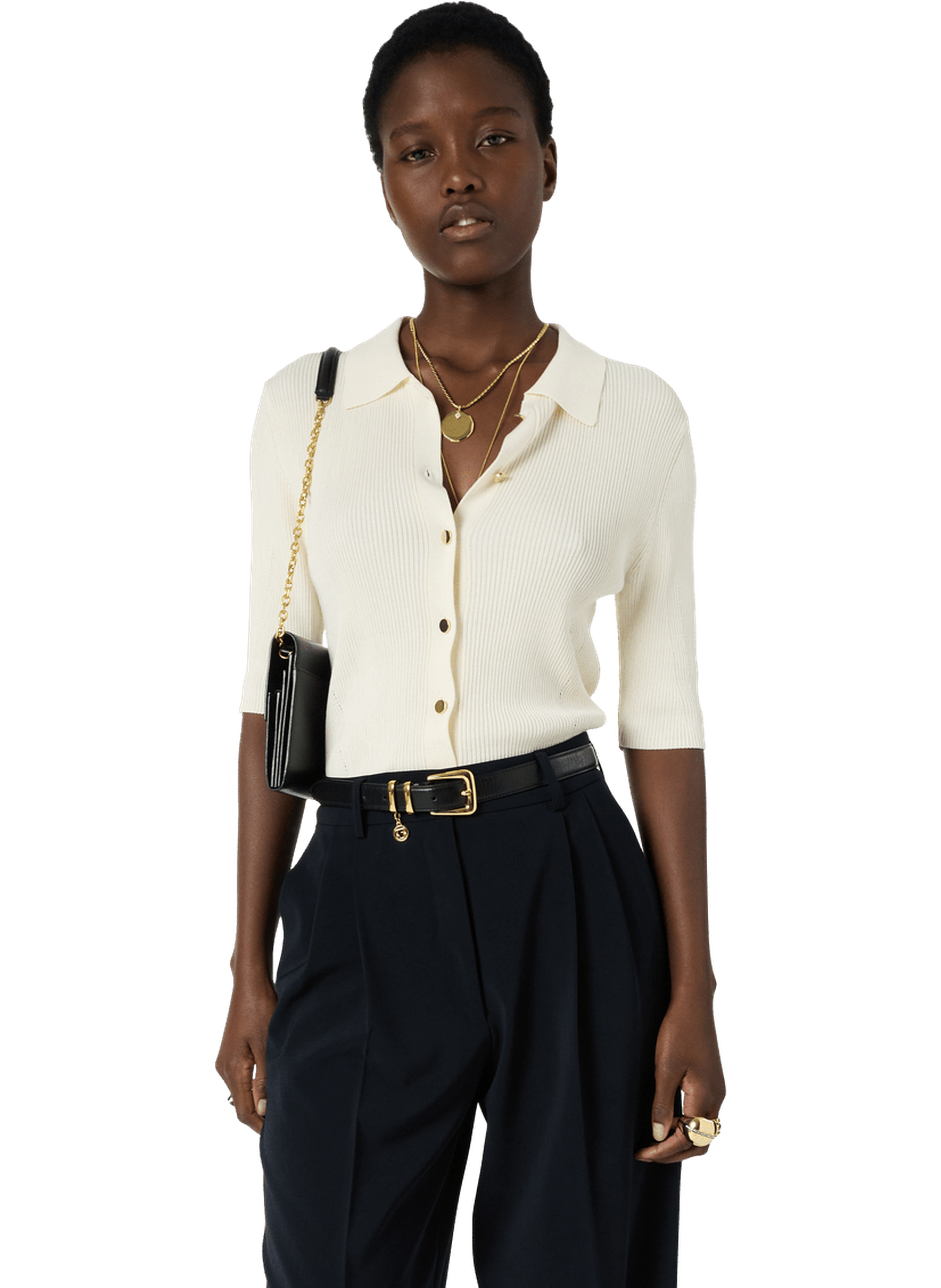 Gilet côtelé à col polo - louiza GERARD DAREL Beige