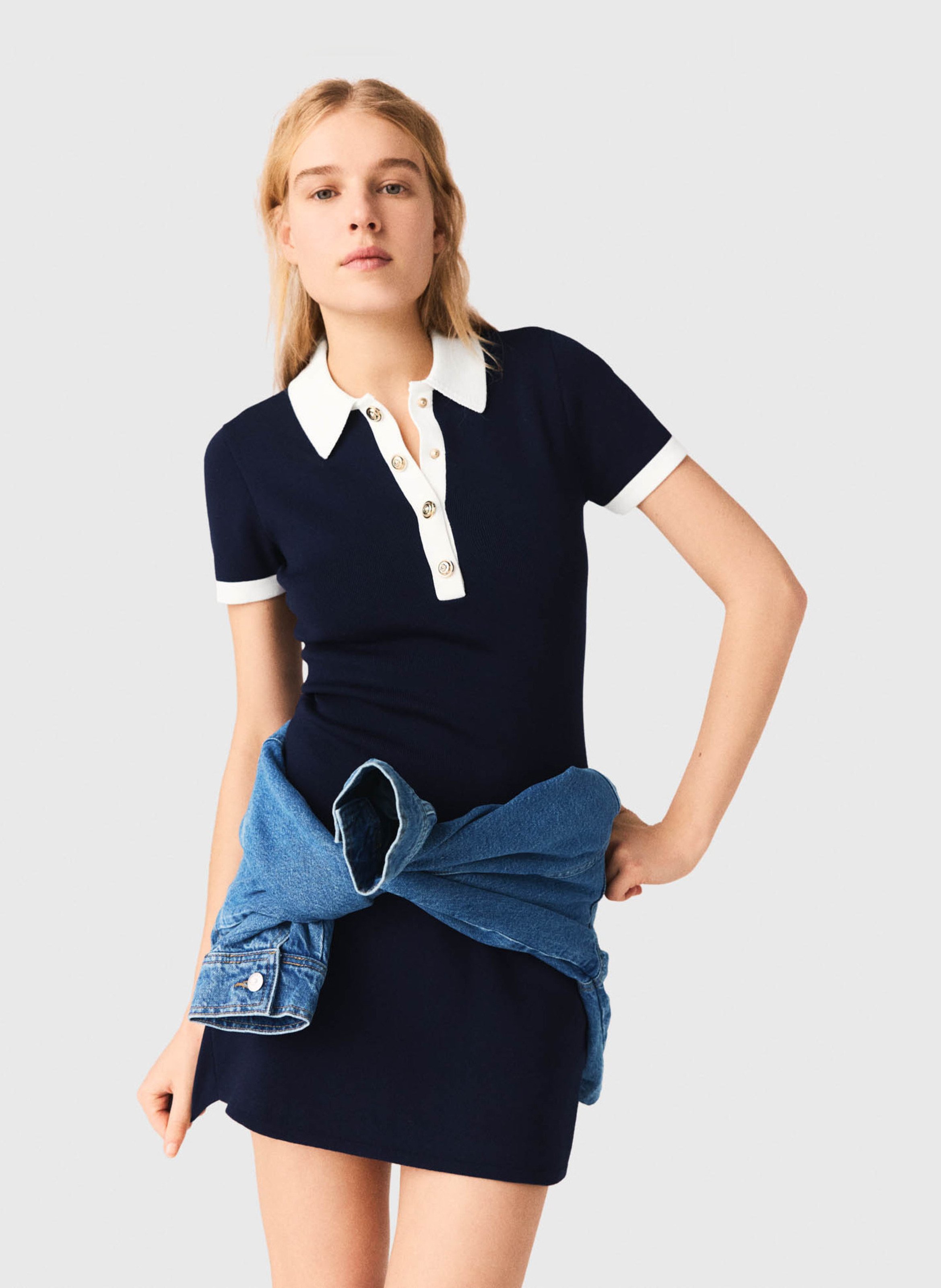 Robe courte en coton mélangé MAJE Bleu