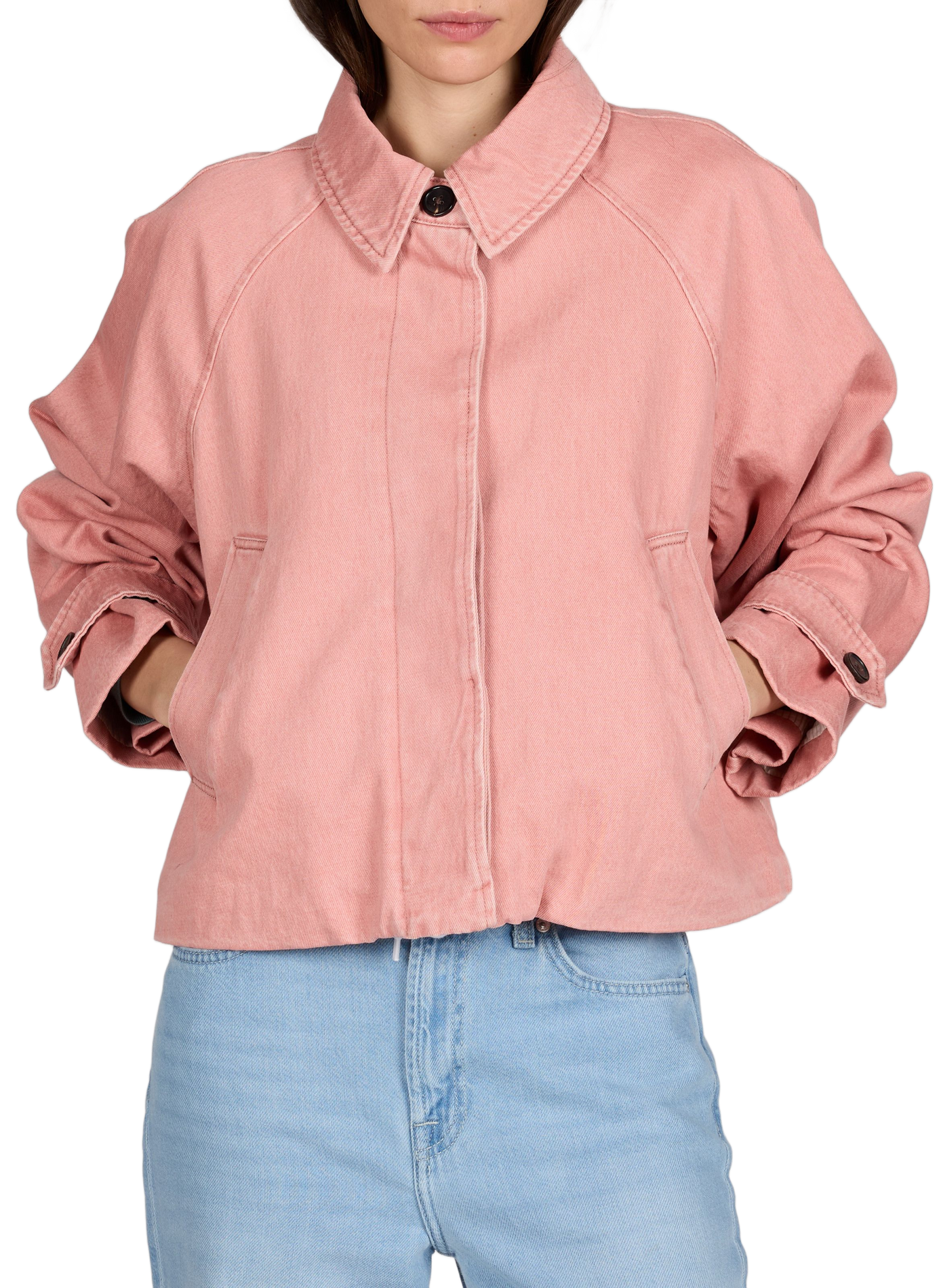 Veste jean Jessy col classique en coton BELLEROSE Rose