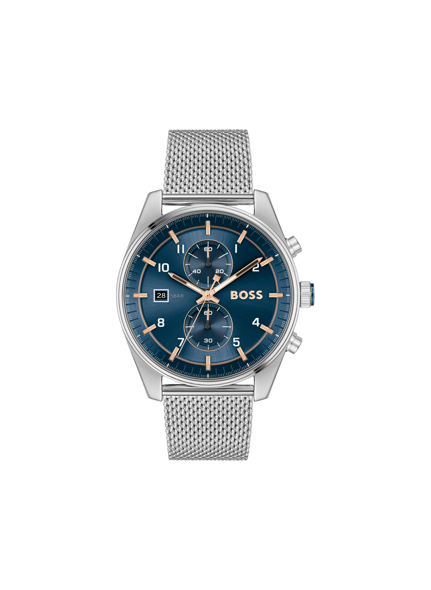 Montre quartz Skytraveller en acier inoxydable BOSS MONTRES Bleu