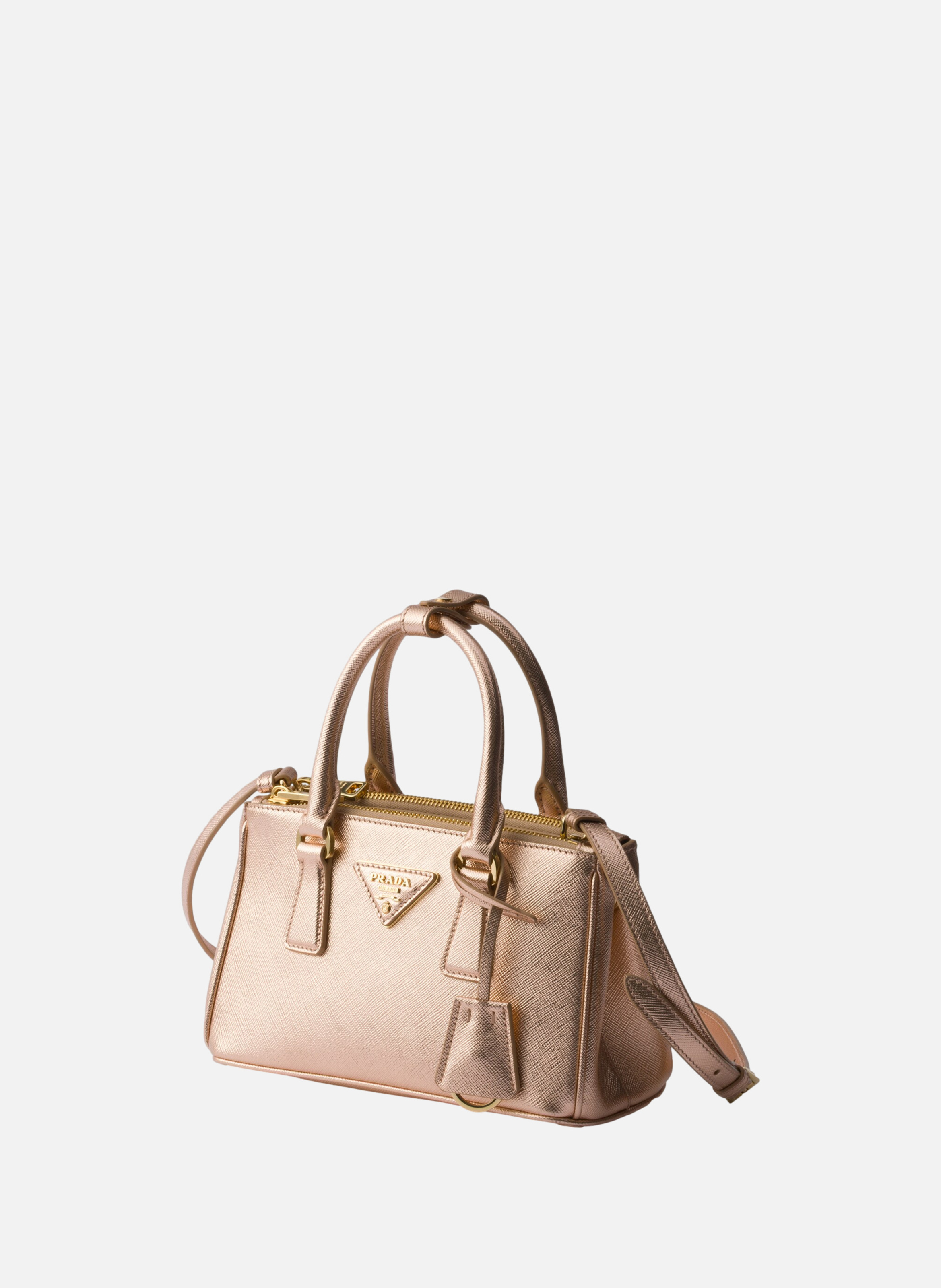 Mini sac prada galleria en cuir saffiano verni PRADA Rose