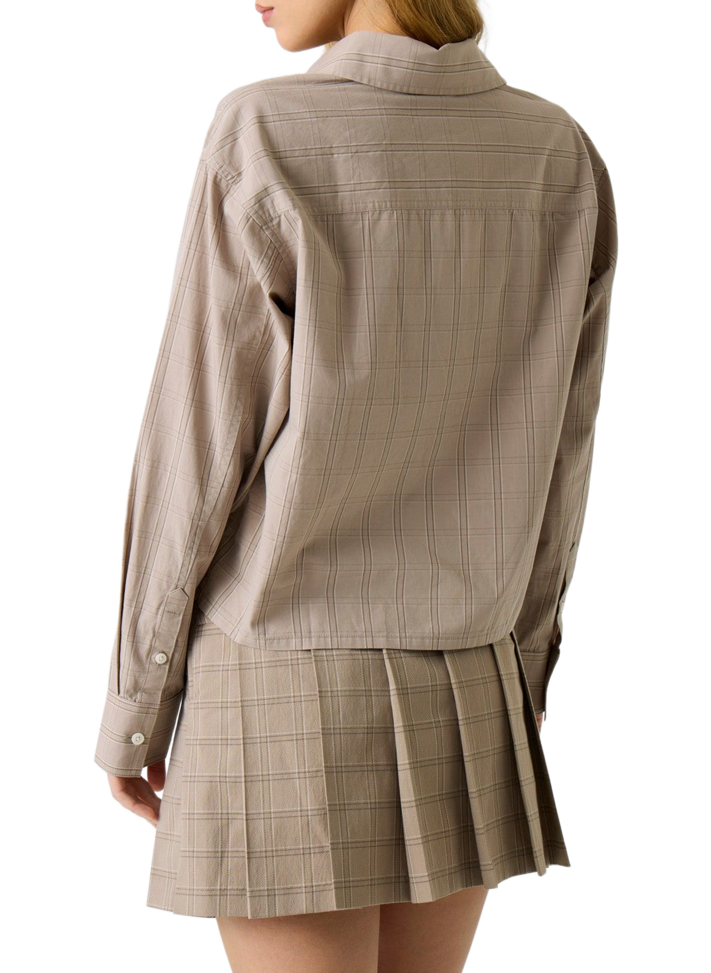 Short plaid cotton shirt GUESS Beige