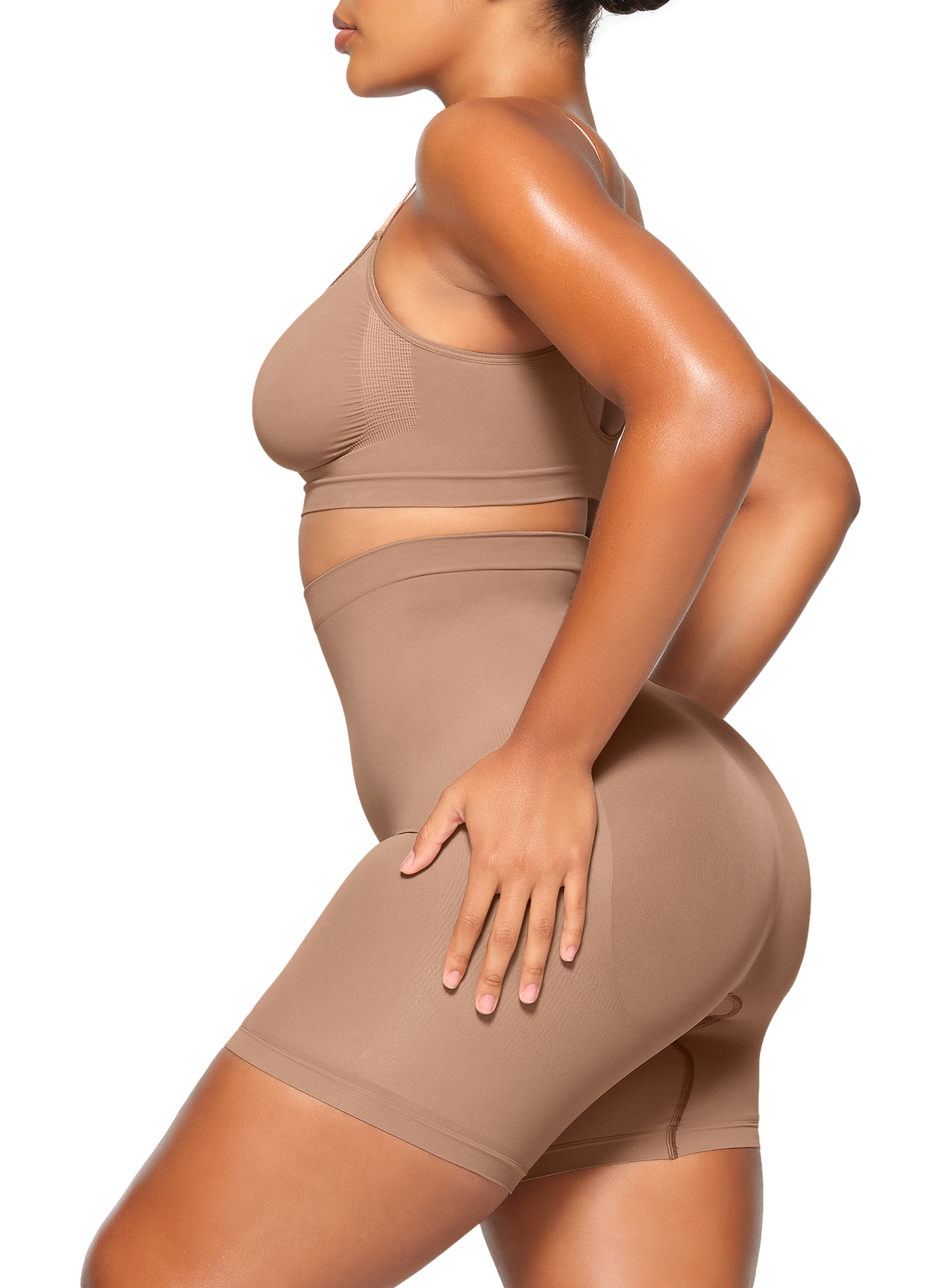 High-waisted sculpting shorts SKIMS Brown