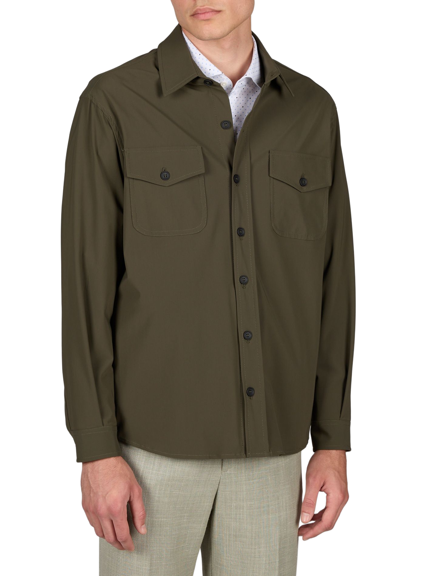 Straight jacket with classic collar CRUNA Khaki