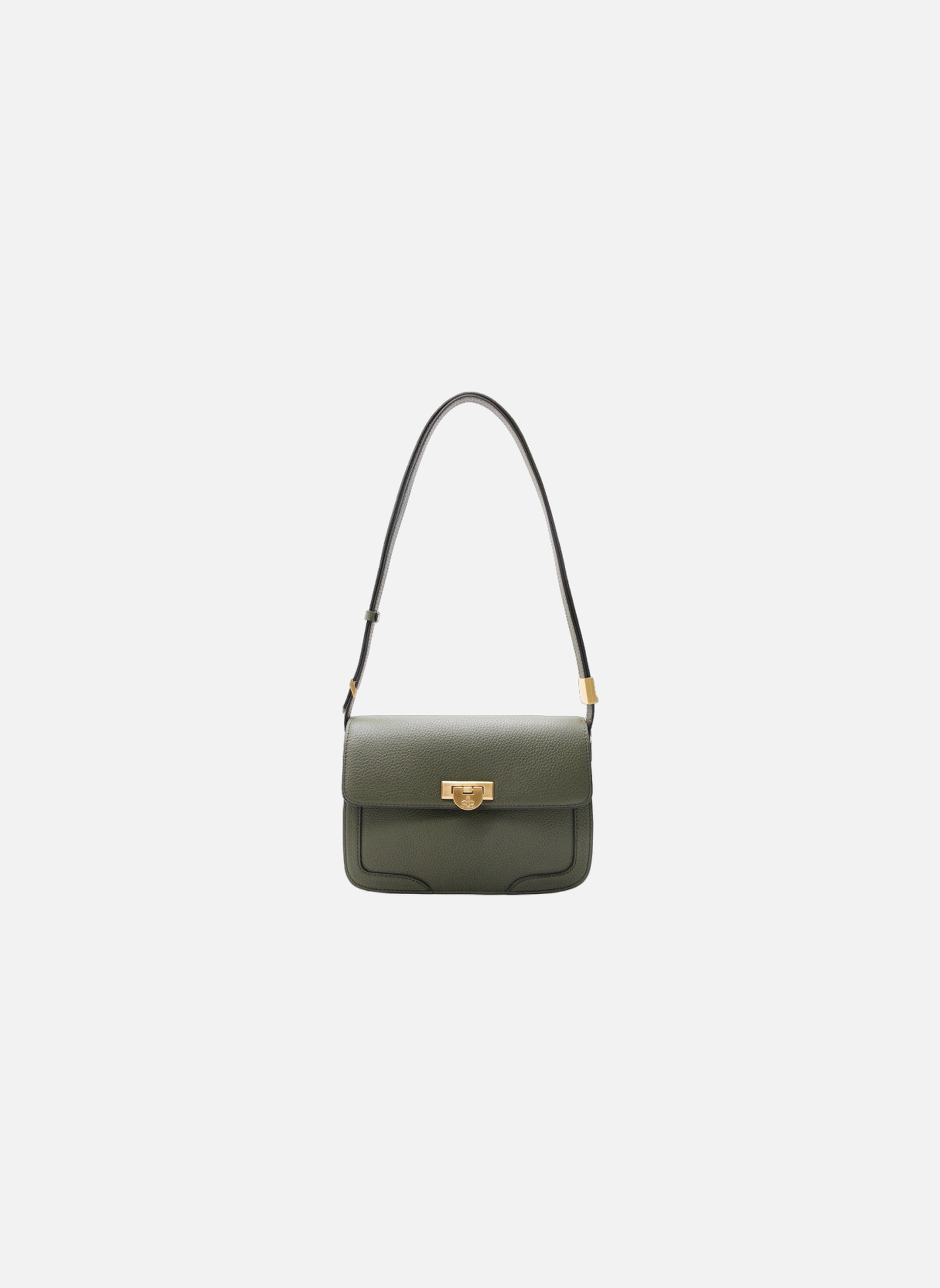 Auteuil | sac porté travers gm en cuir de vachette | Kaki POURCHET Femme