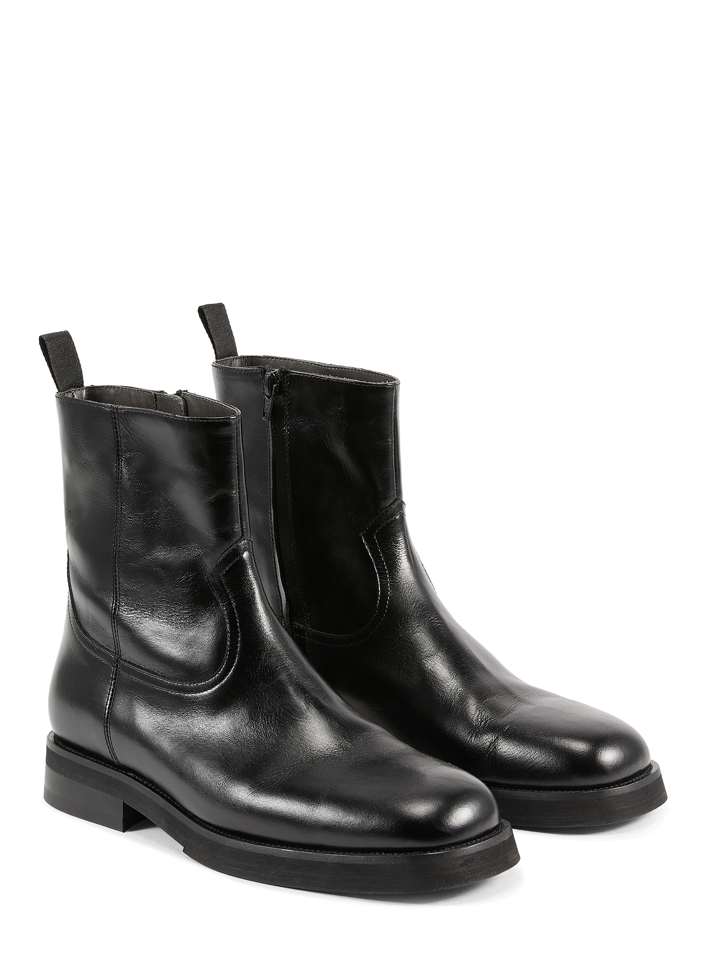 Zippered ankle boots in smooth leather SAISON 1865 Black