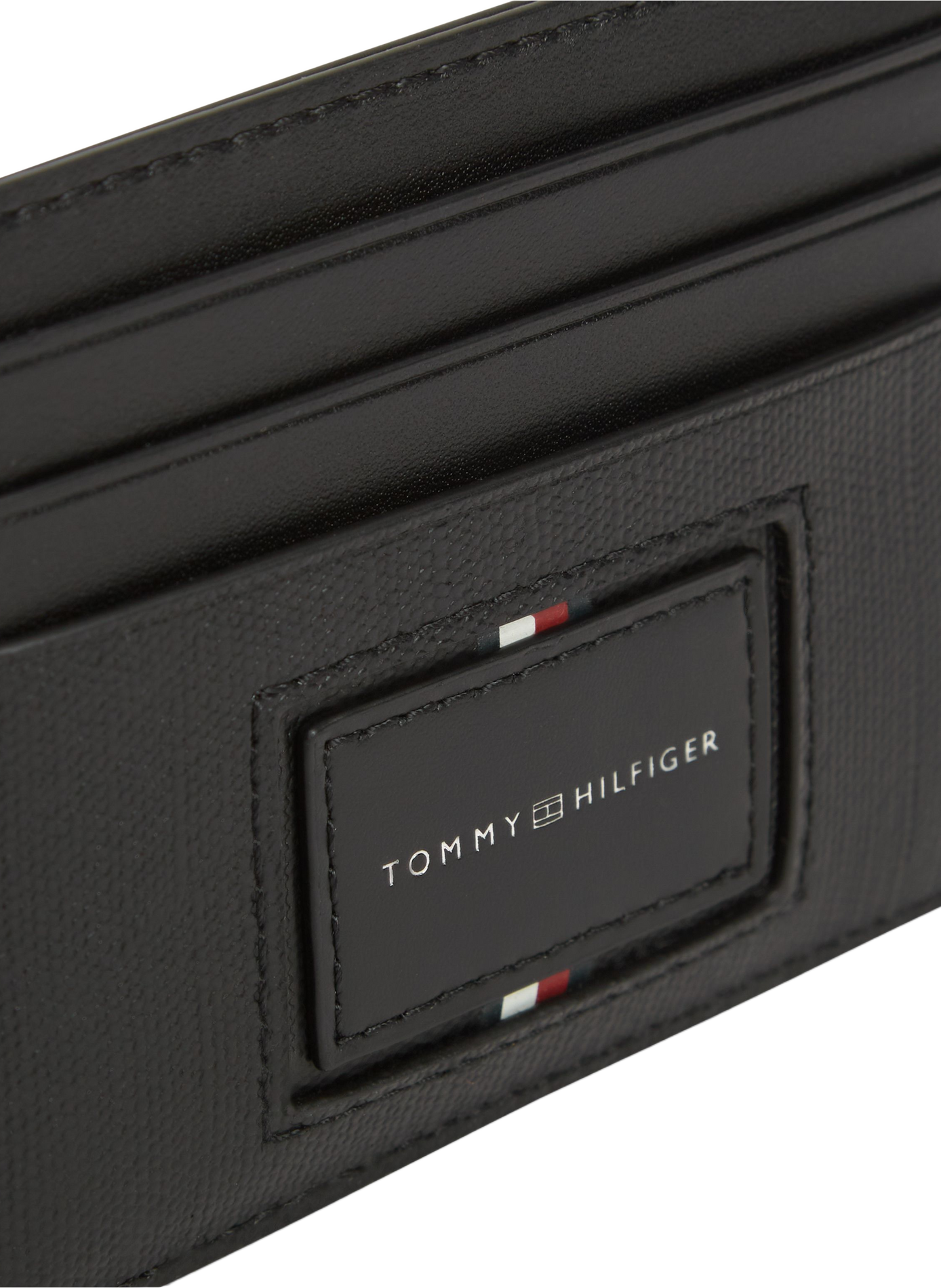 Textured leather logo cardholder TOMMY HILFIGER Black