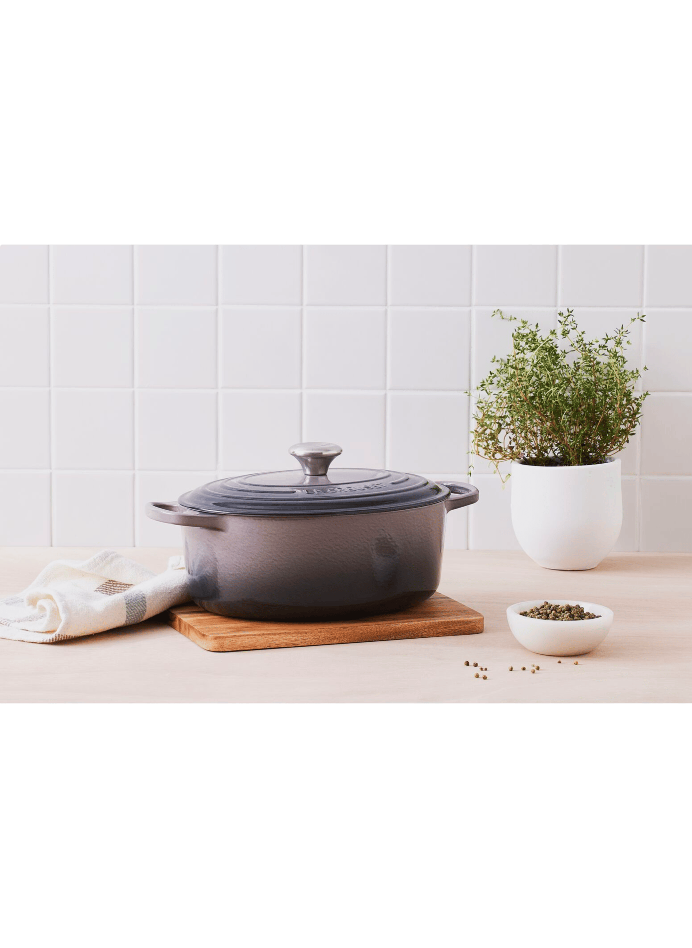 Ovale gusseiserner Schmortopf mit Emaillebeschichtung LE CREUSET Grau