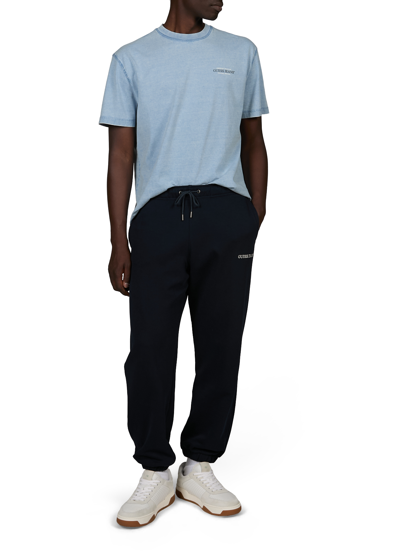 Straight-leg cotton joggers GUESS Blue