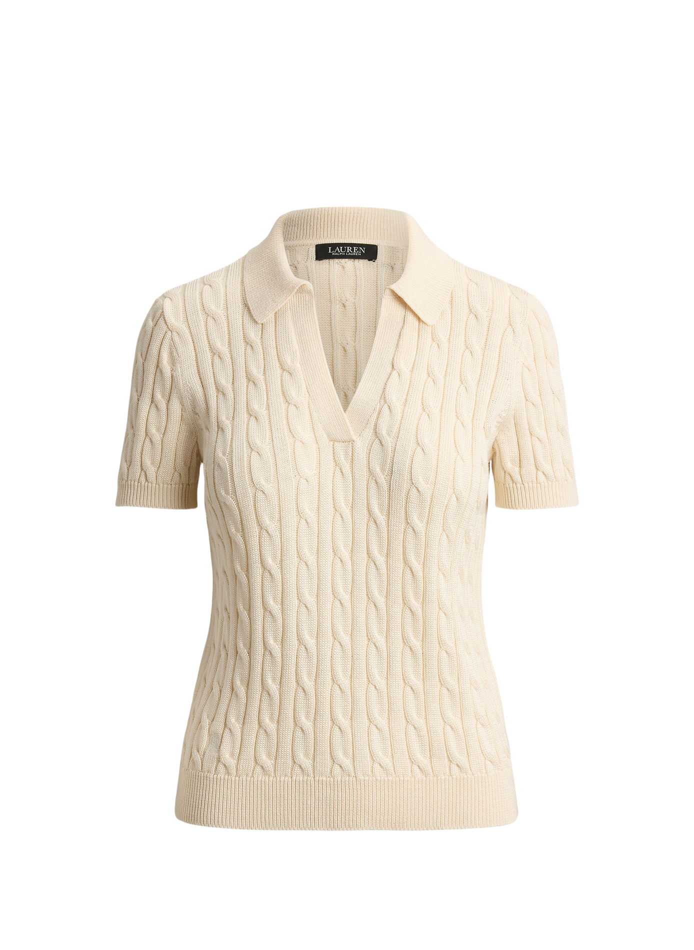 Twisted knit cotton blend t-shirt LAUREN Beige