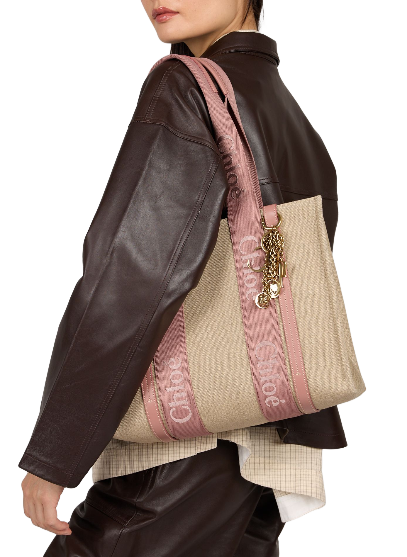 Woody linen and cotton handbag CHLOÉ Multicolour