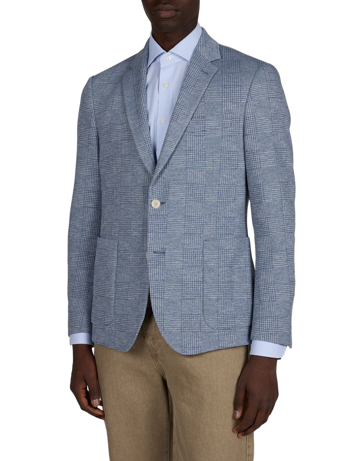 Blazer droit à carreaux en coton mélangé HACKETT Bleu