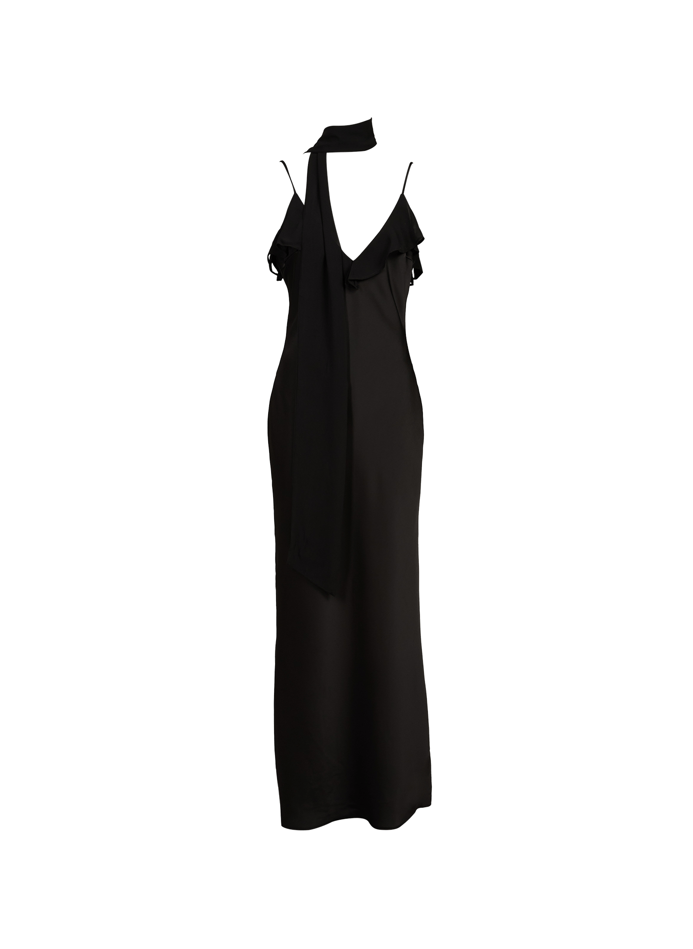 Robe col v à bretelles avec écharpe ROTATE Noir