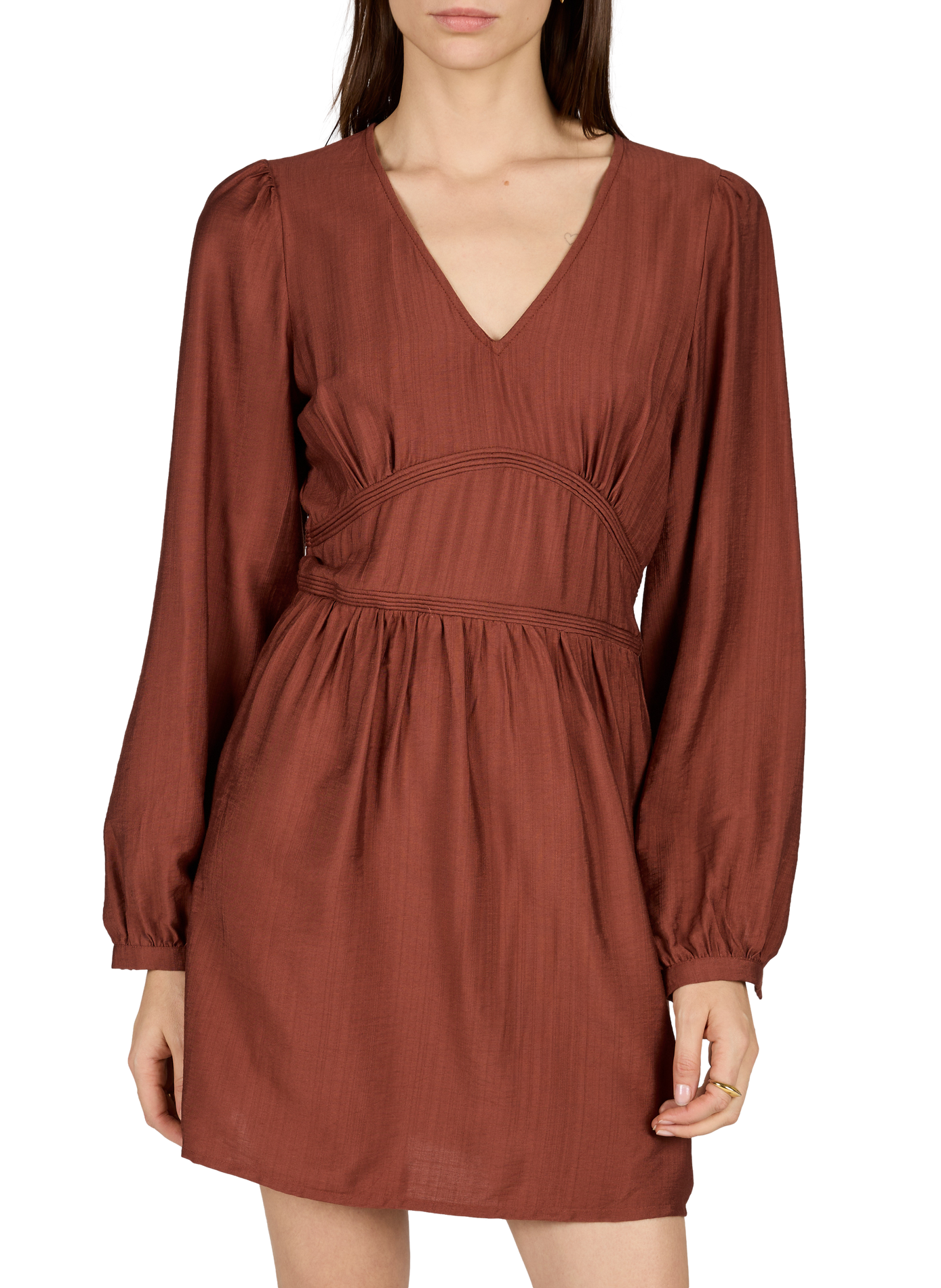 Loose-Fitting Short V-Neck Dress VILA Beige