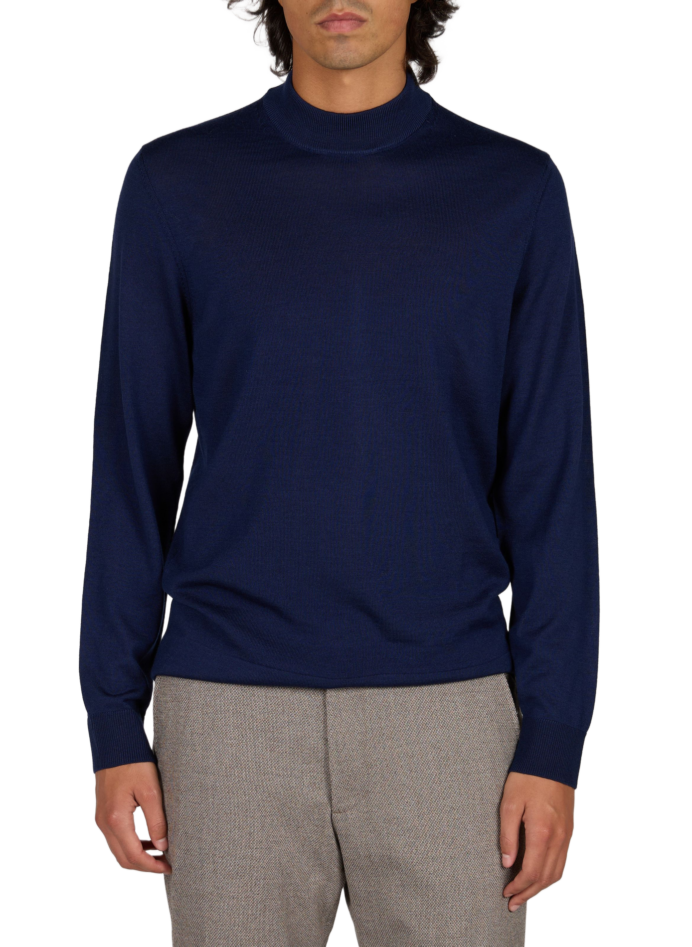 Pull Marek droit col montant en laine vierge STRELLSON Bleu