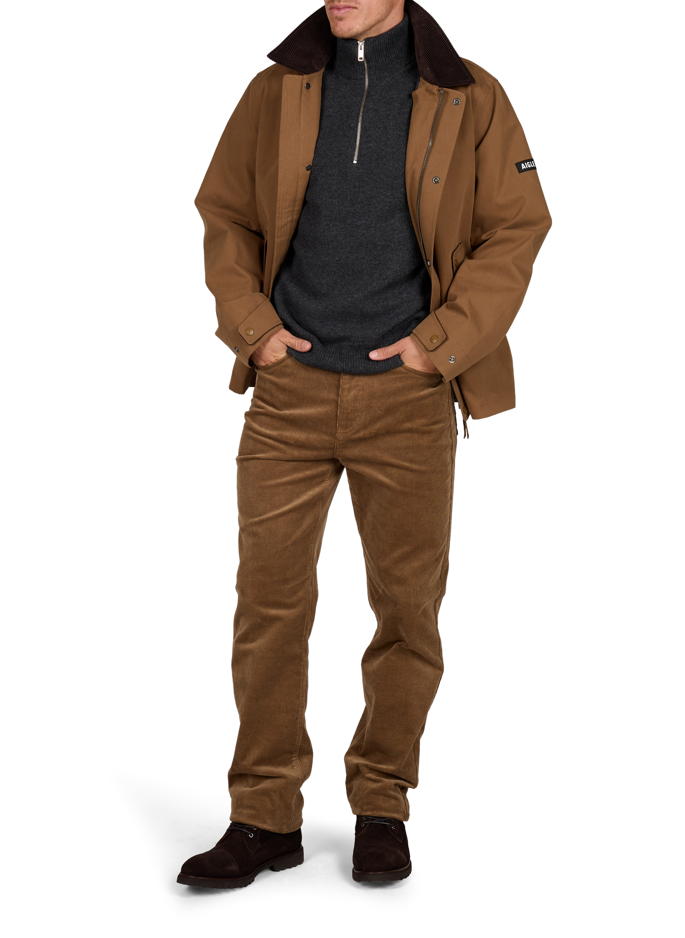 Ruime parka met klassieke kraag van katoenmix AIGLE Bruin