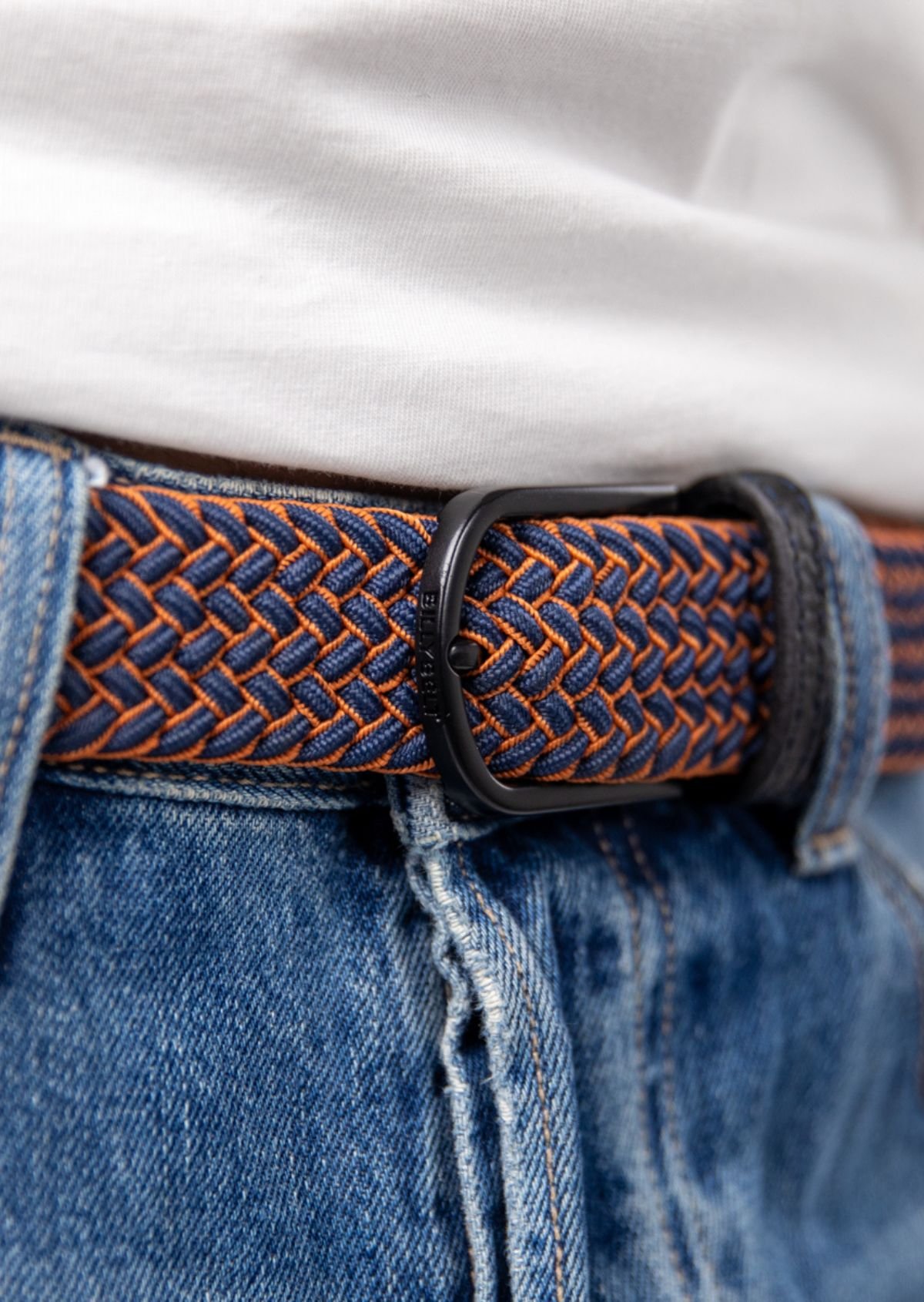 Ceinture tressée élastique multicolore BILLYBELT Bleu