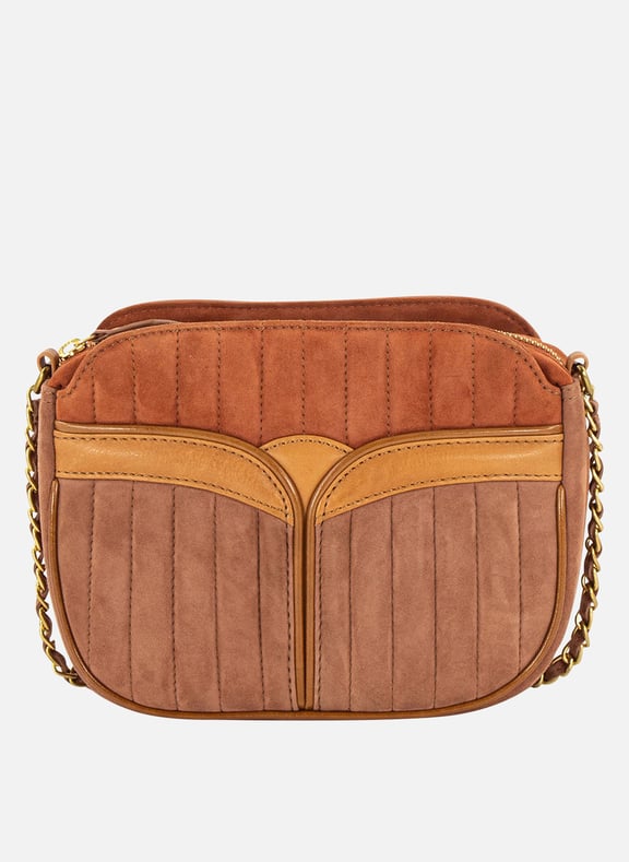 Sac arrondi matelassé et surpiqué en cuir divine Marron by SESSUN SESSUN Sac arrondi matelassé et surpiqué en cuir divine Marron