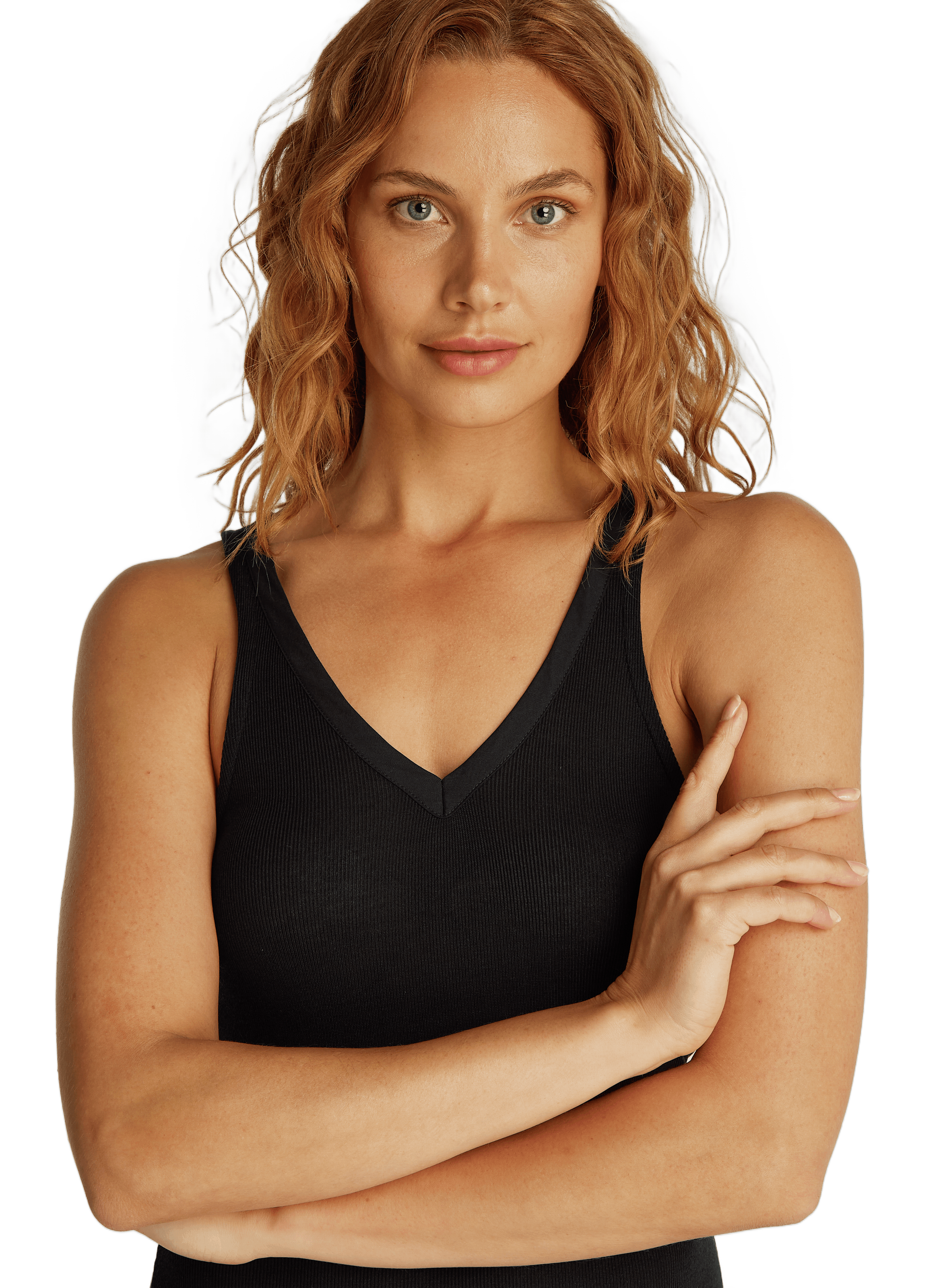 Robe moulante col en V en lyocell CALVIN KLEIN Noir