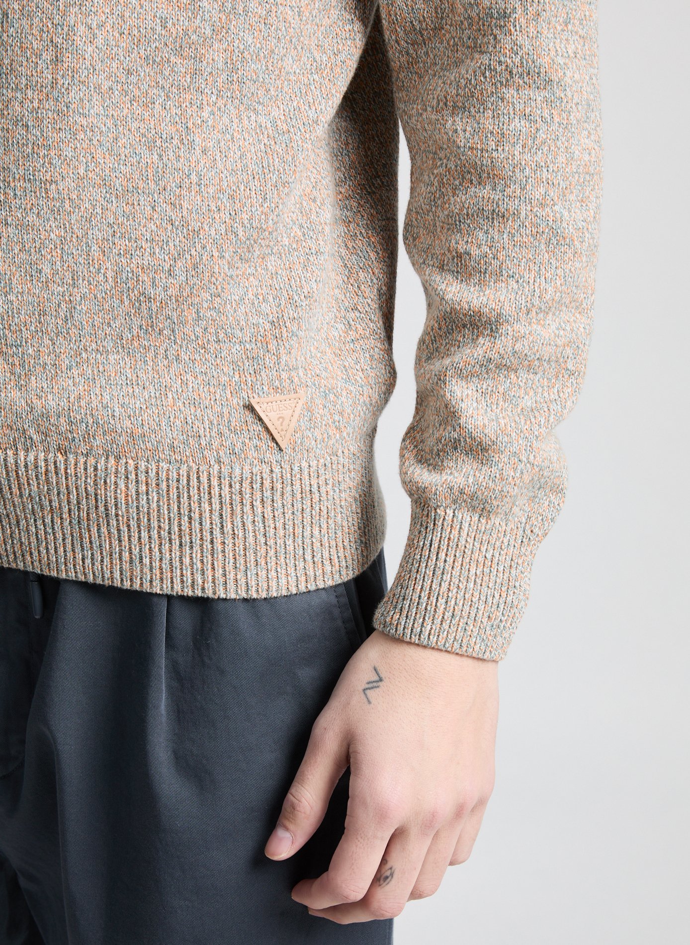 Pull col rond en coton GUESS Multicolore